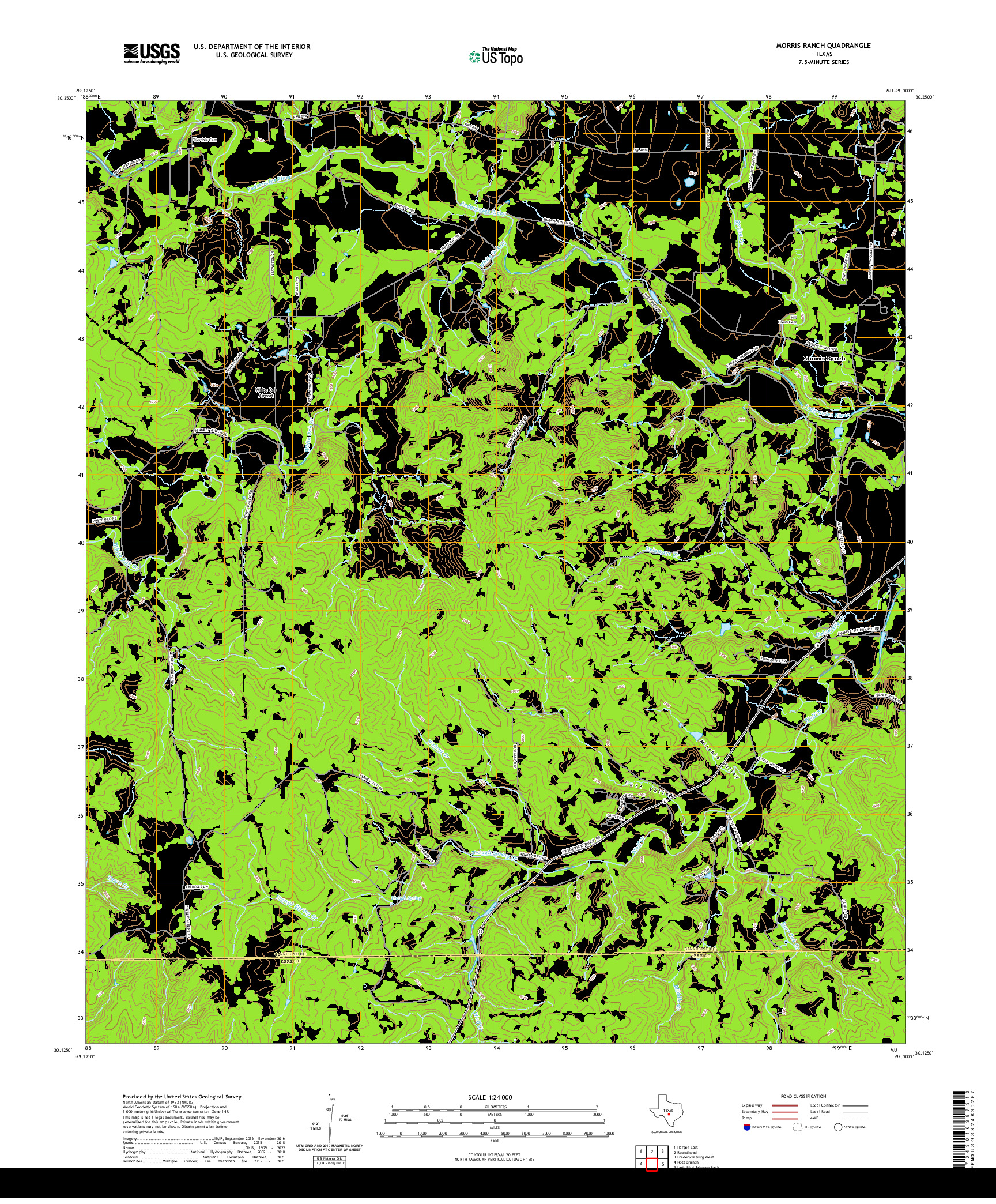 US TOPO 7.5-MINUTE MAP FOR MORRIS RANCH, TX