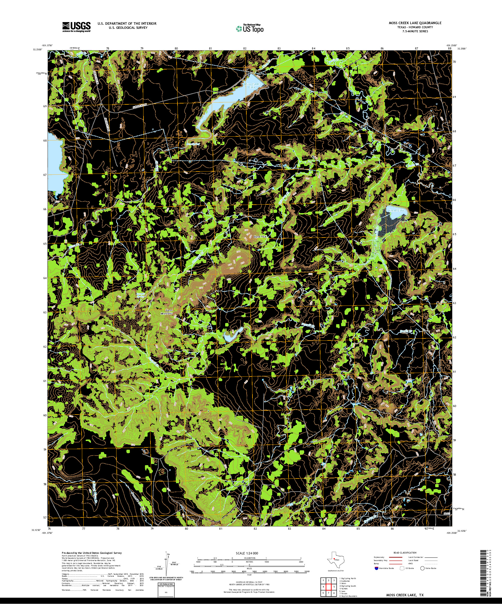 US TOPO 7.5-MINUTE MAP FOR MOSS CREEK LAKE, TX