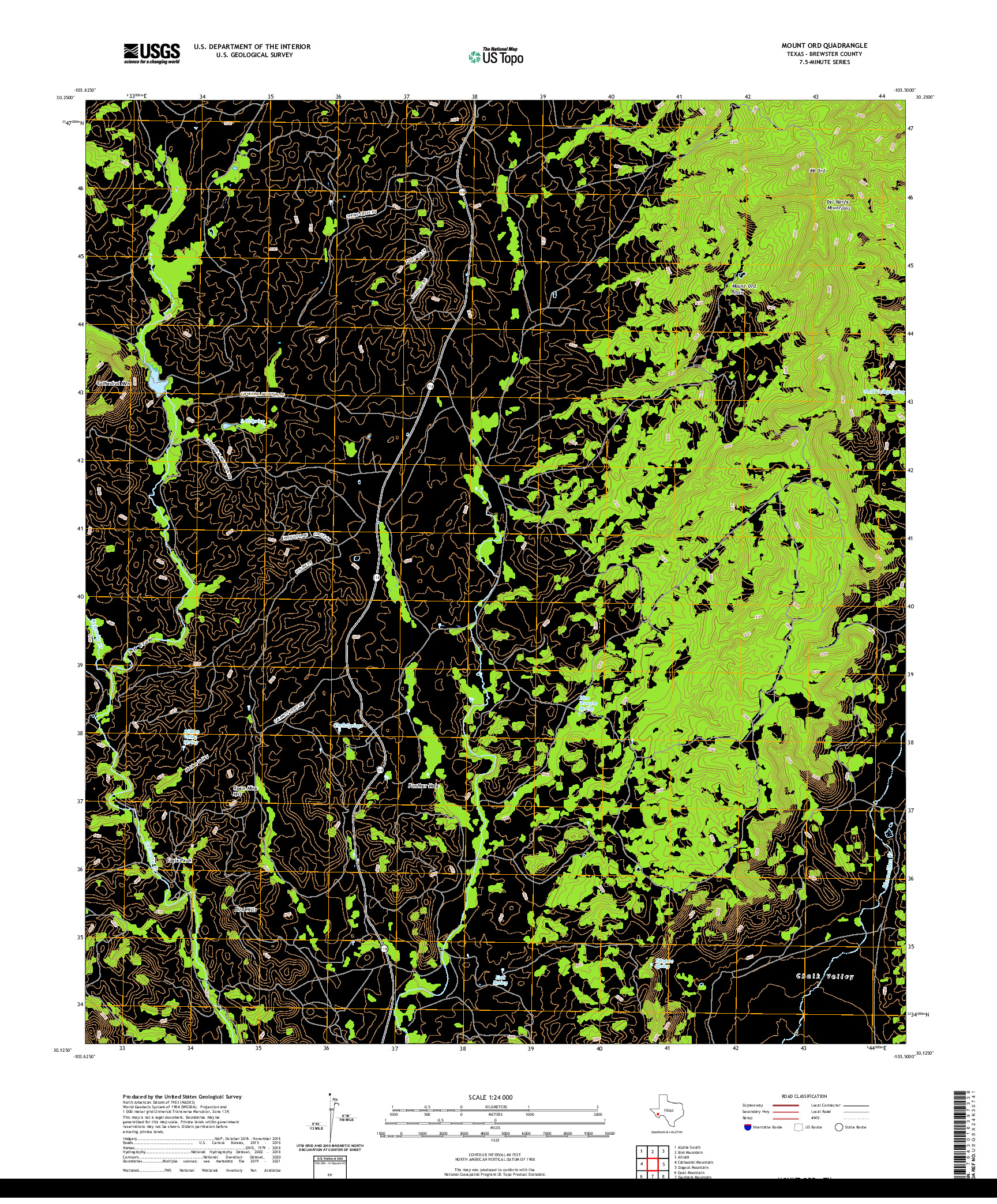 US TOPO 7.5-MINUTE MAP FOR MOUNT ORD, TX