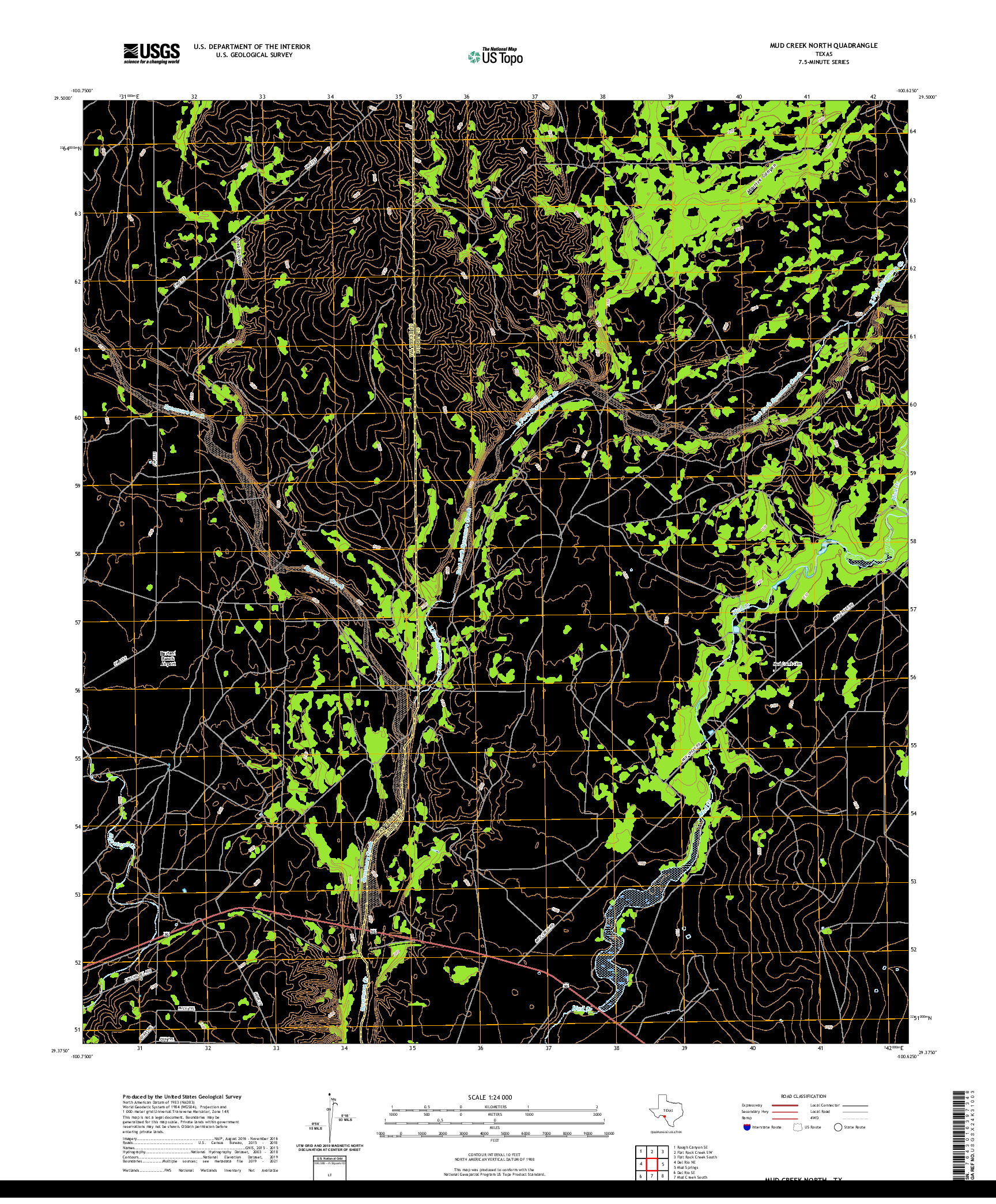 US TOPO 7.5-MINUTE MAP FOR MUD CREEK NORTH, TX