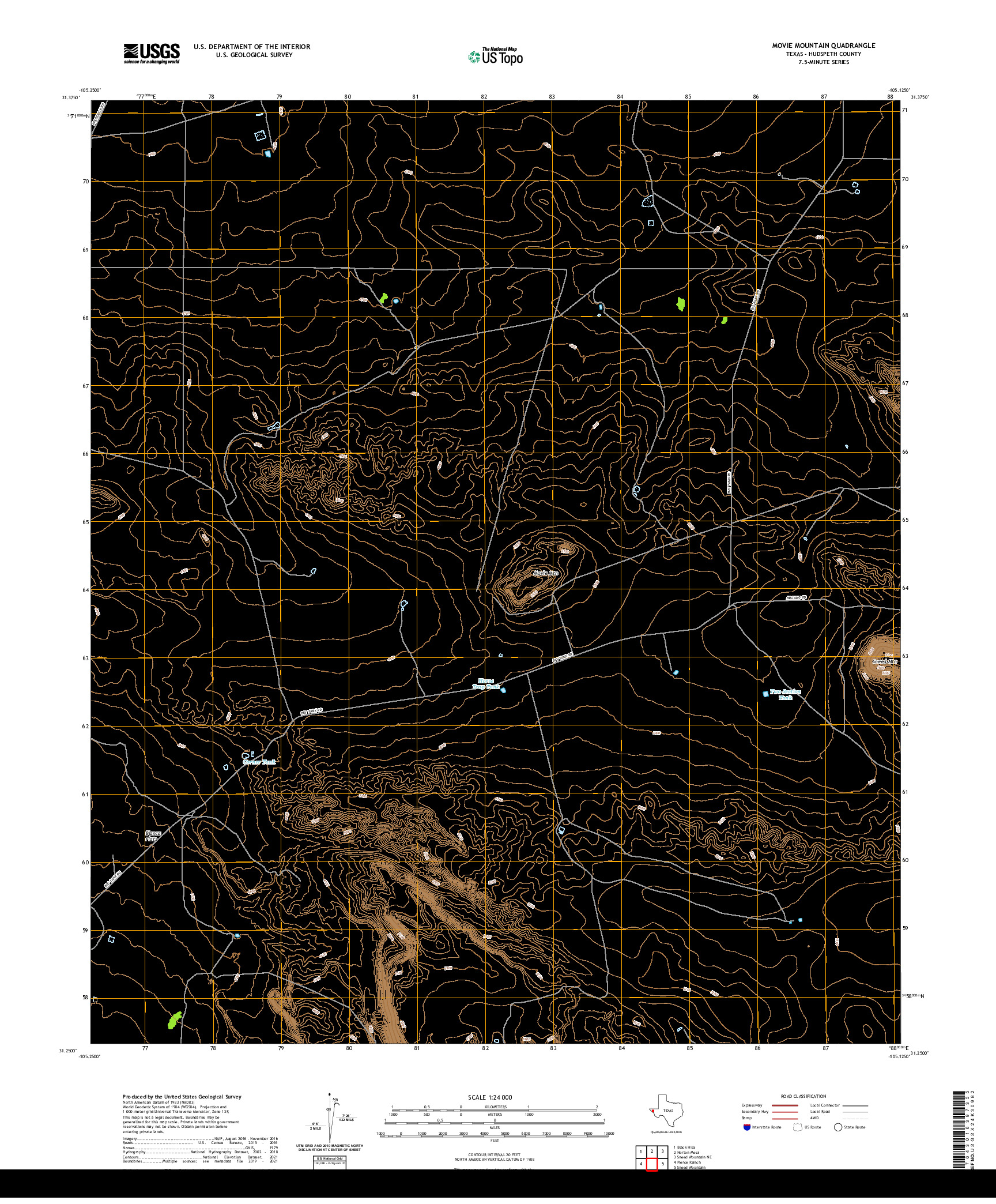 US TOPO 7.5-MINUTE MAP FOR MOVIE MOUNTAIN, TX