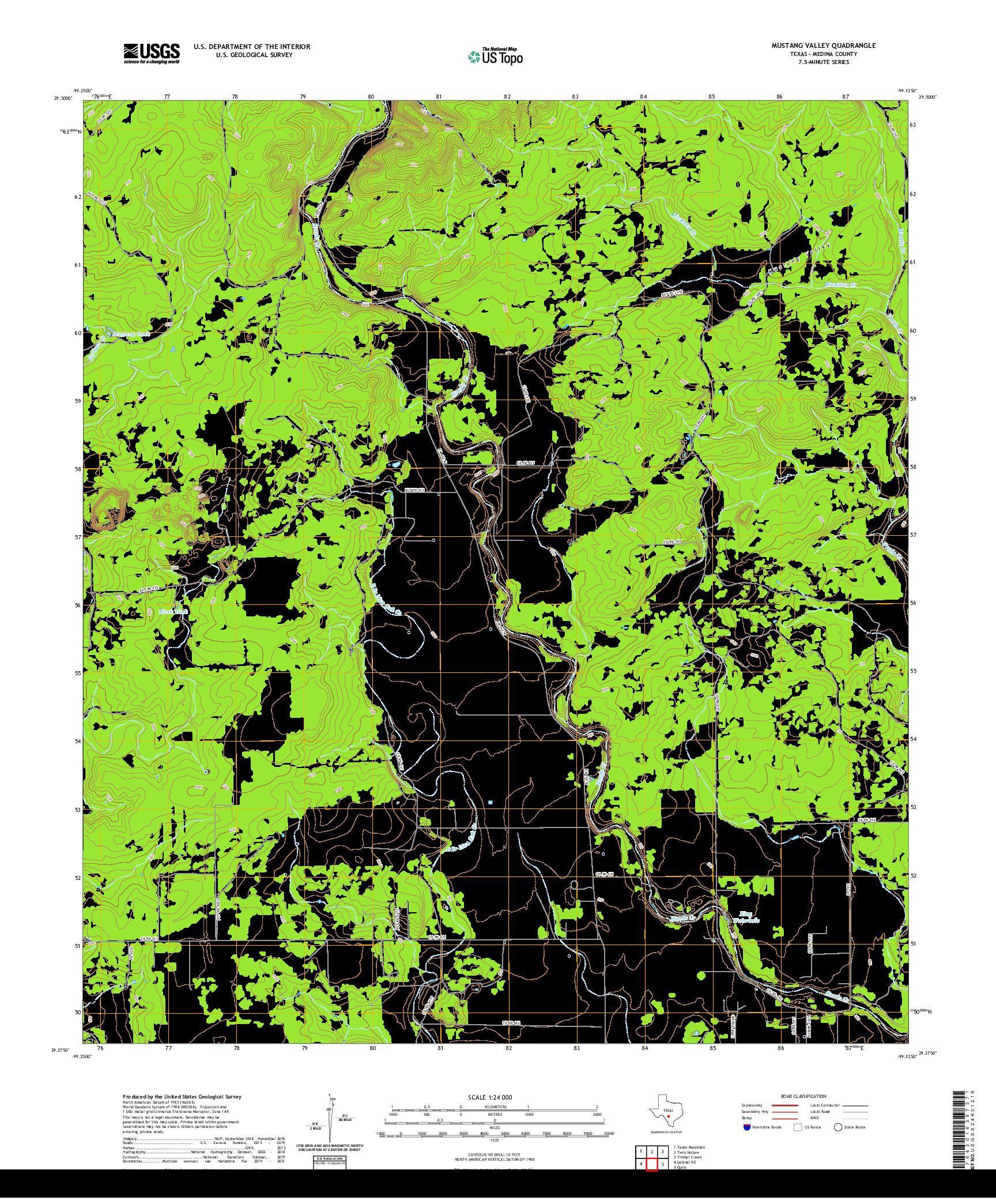 US TOPO 7.5-MINUTE MAP FOR MUSTANG VALLEY, TX