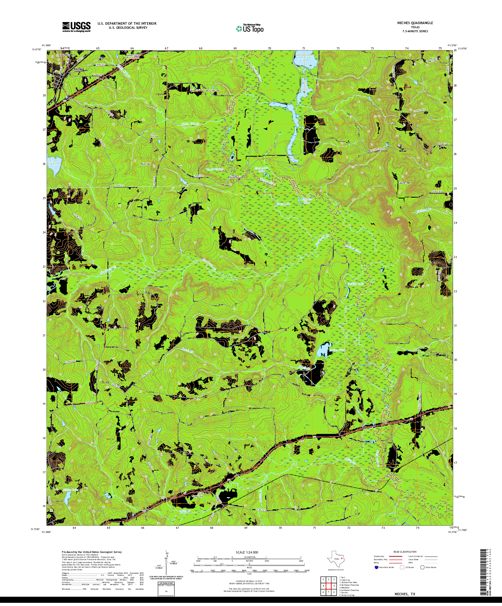 US TOPO 7.5-MINUTE MAP FOR NECHES, TX