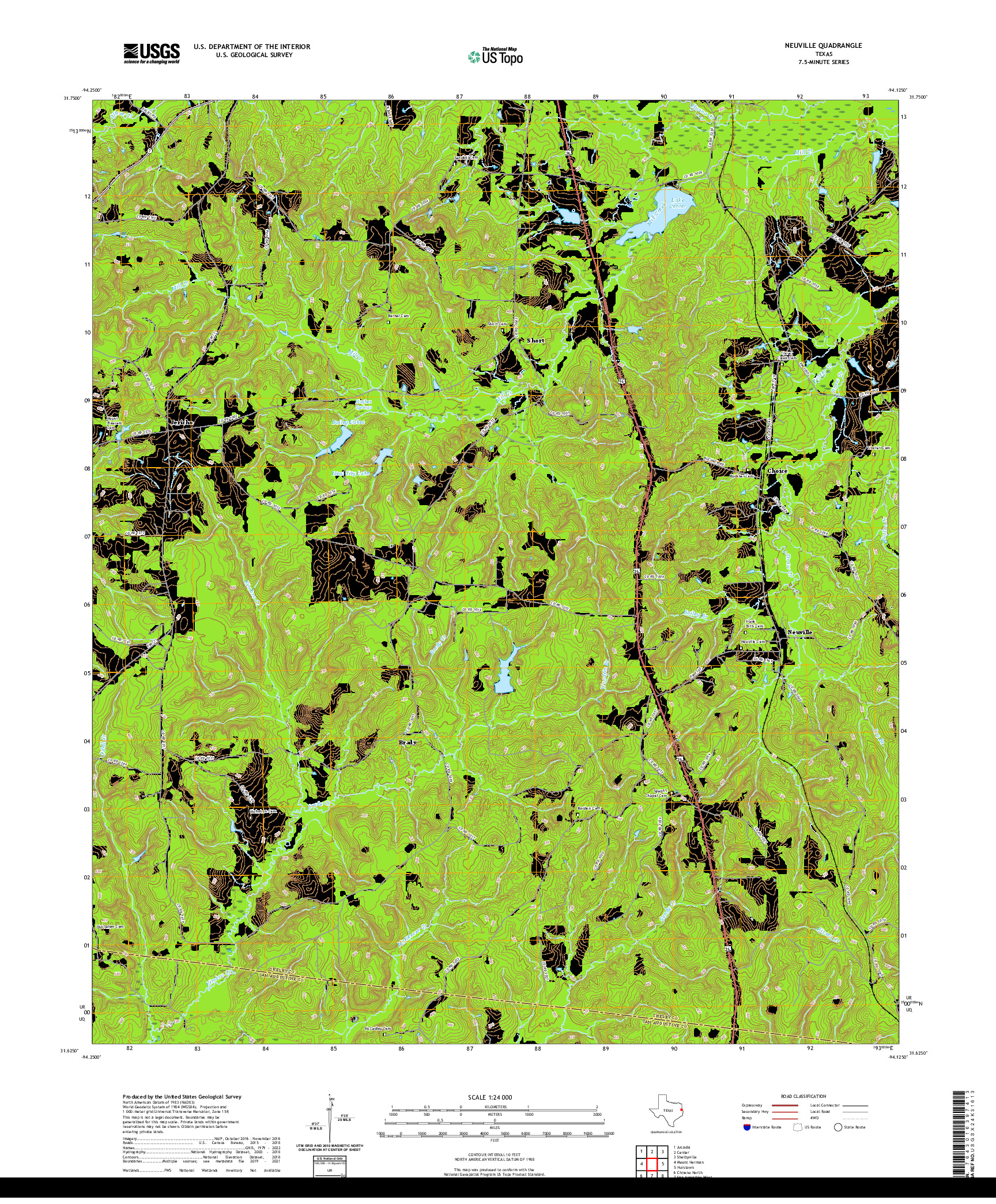 US TOPO 7.5-MINUTE MAP FOR NEUVILLE, TX