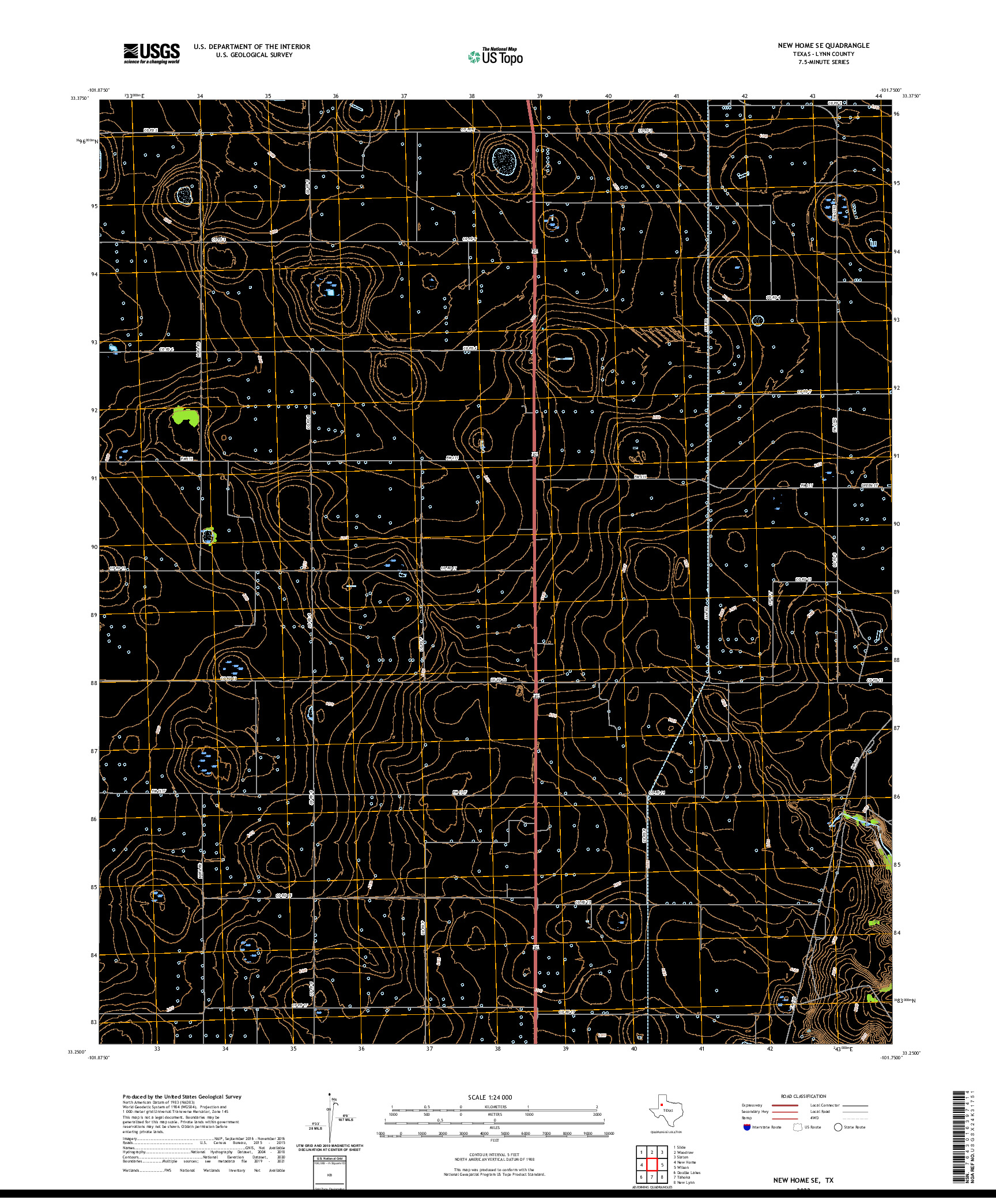 US TOPO 7.5-MINUTE MAP FOR NEW HOME SE, TX