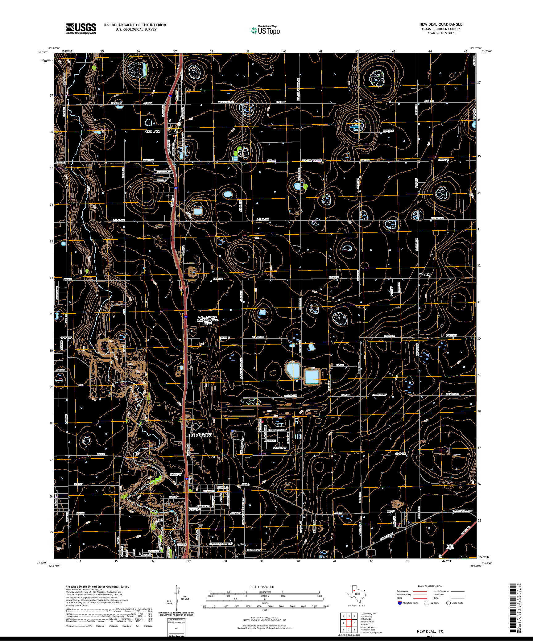 US TOPO 7.5-MINUTE MAP FOR NEW DEAL, TX