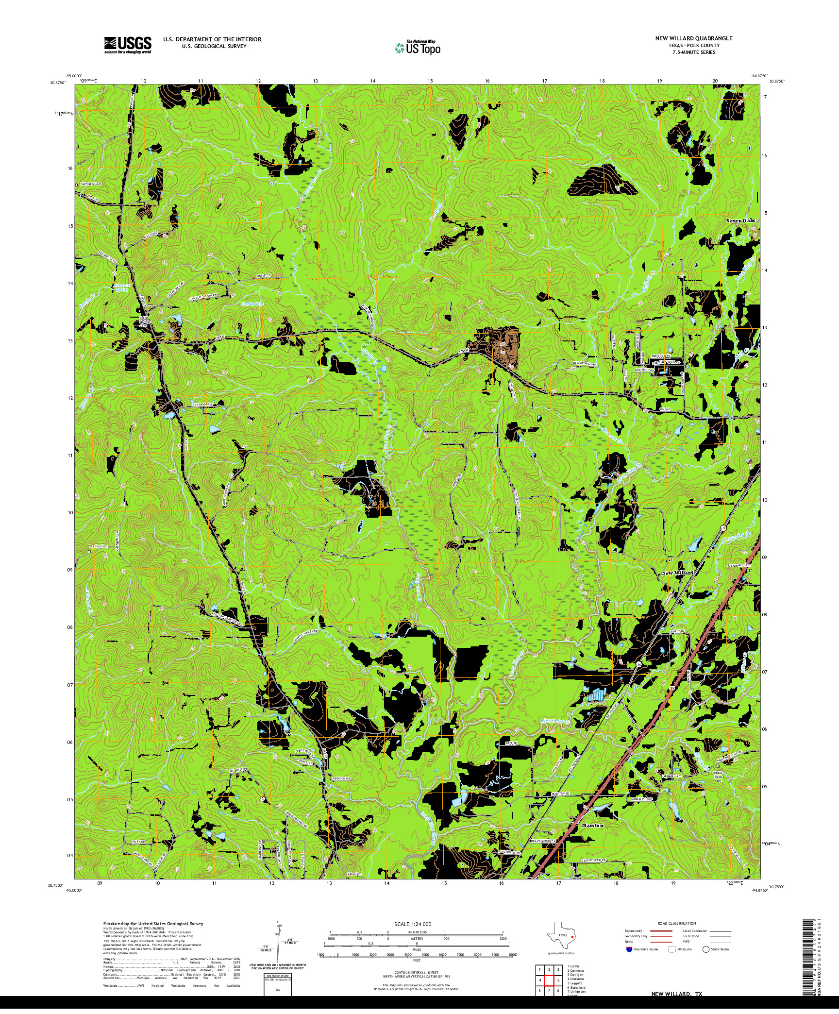 US TOPO 7.5-MINUTE MAP FOR NEW WILLARD, TX