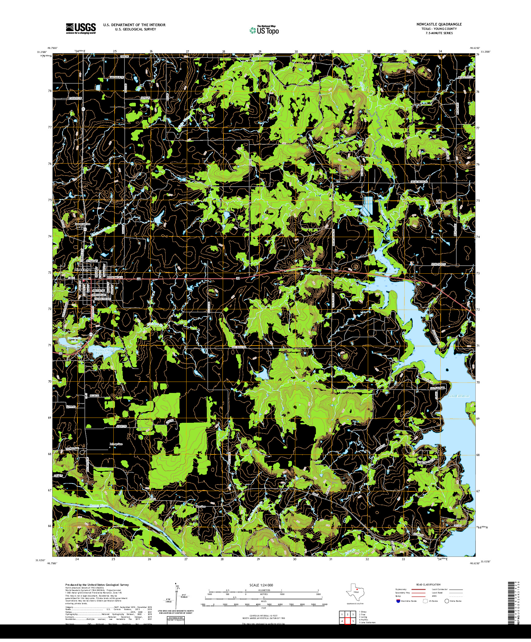 US TOPO 7.5-MINUTE MAP FOR NEWCASTLE, TX