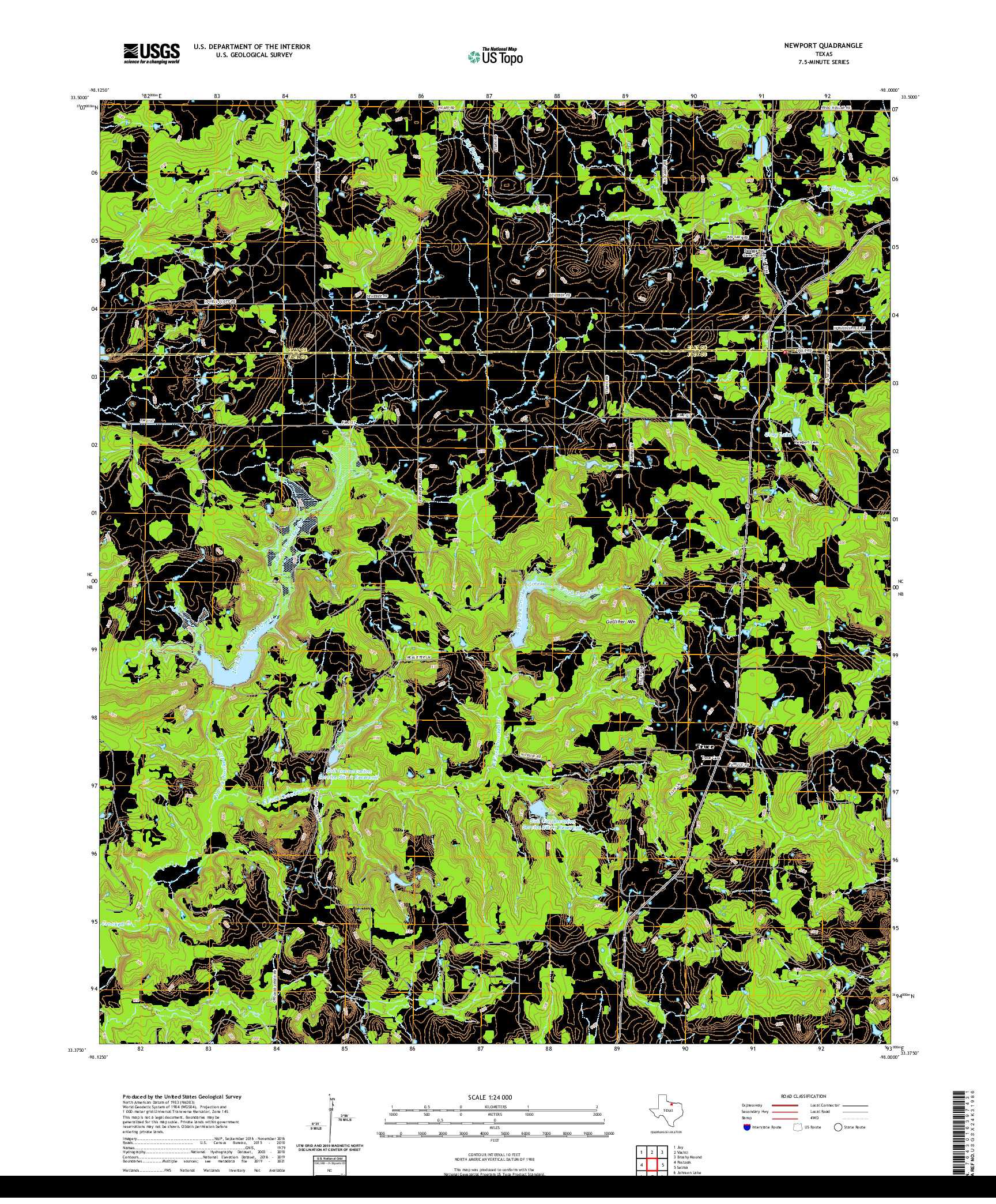 US TOPO 7.5-MINUTE MAP FOR NEWPORT, TX