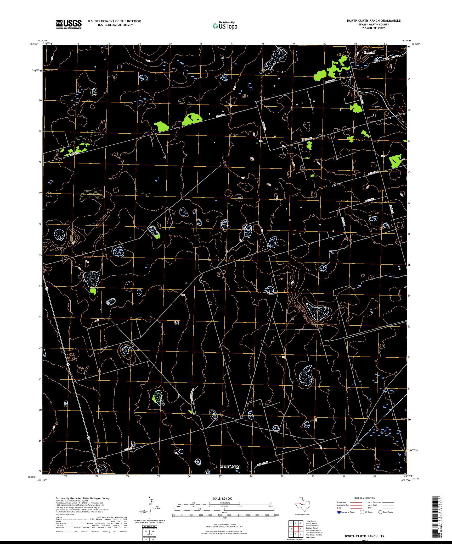 US TOPO 7.5-MINUTE MAP FOR NORTH CURTIS RANCH, TX