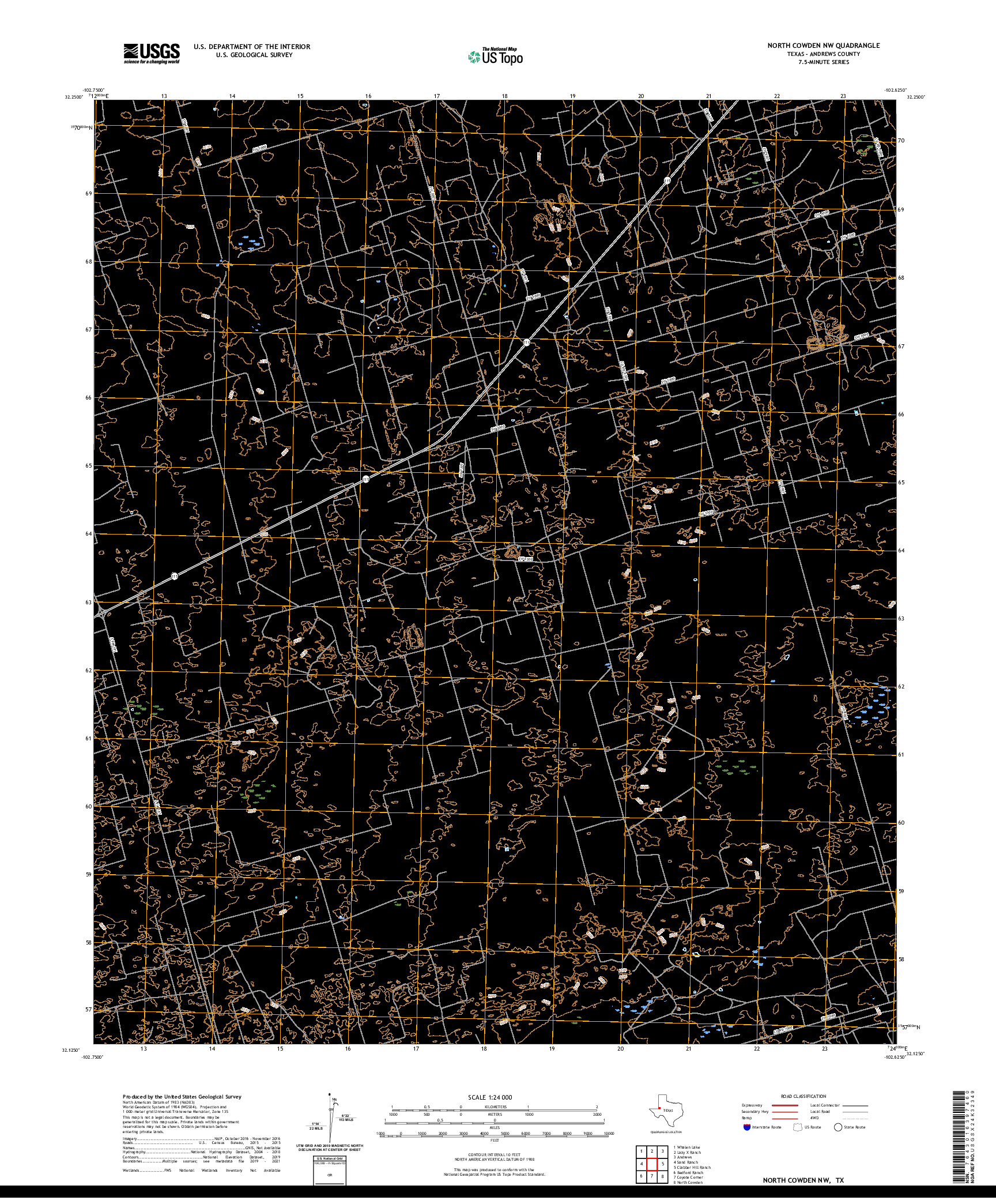 US TOPO 7.5-MINUTE MAP FOR NORTH COWDEN NW, TX