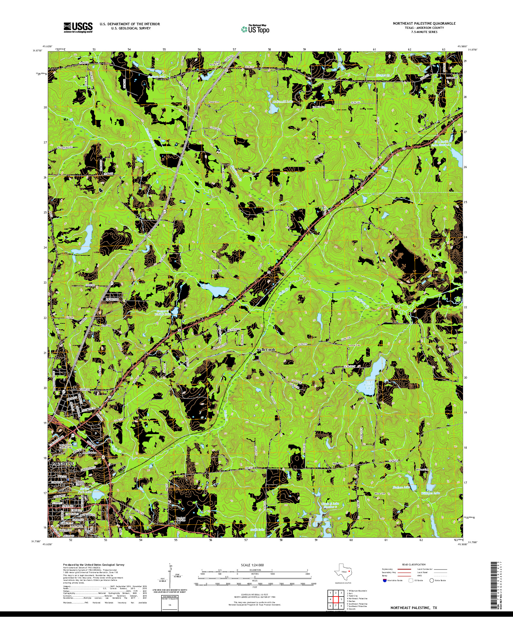 US TOPO 7.5-MINUTE MAP FOR NORTHEAST PALESTINE, TX