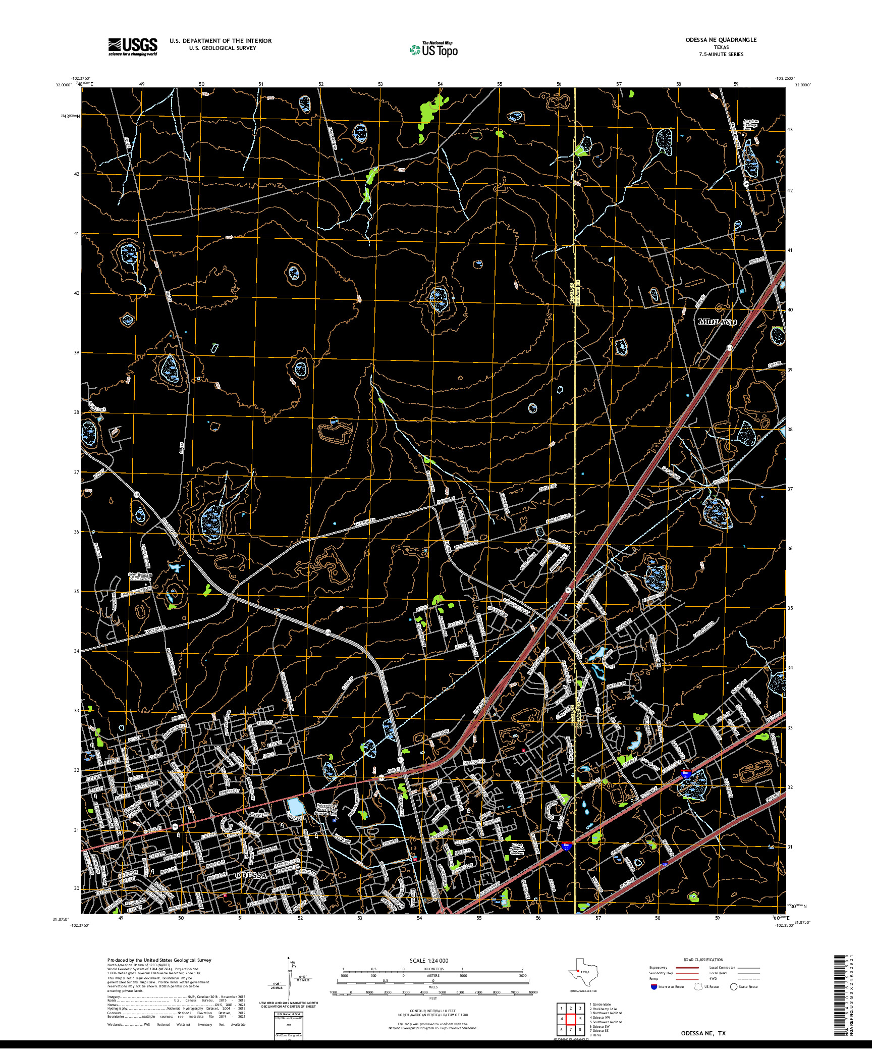 US TOPO 7.5-MINUTE MAP FOR ODESSA NE, TX