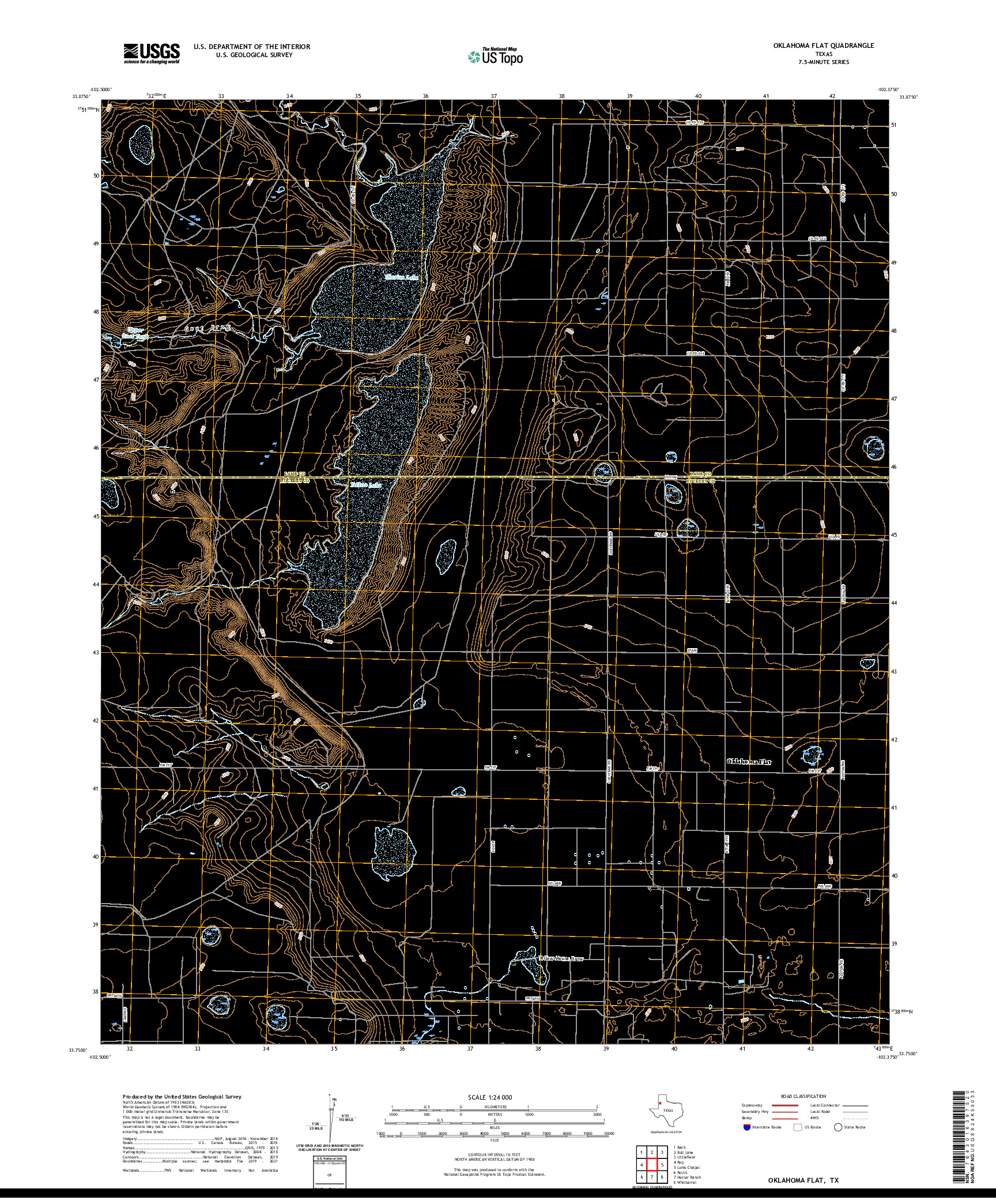 US TOPO 7.5-MINUTE MAP FOR OKLAHOMA FLAT, TX