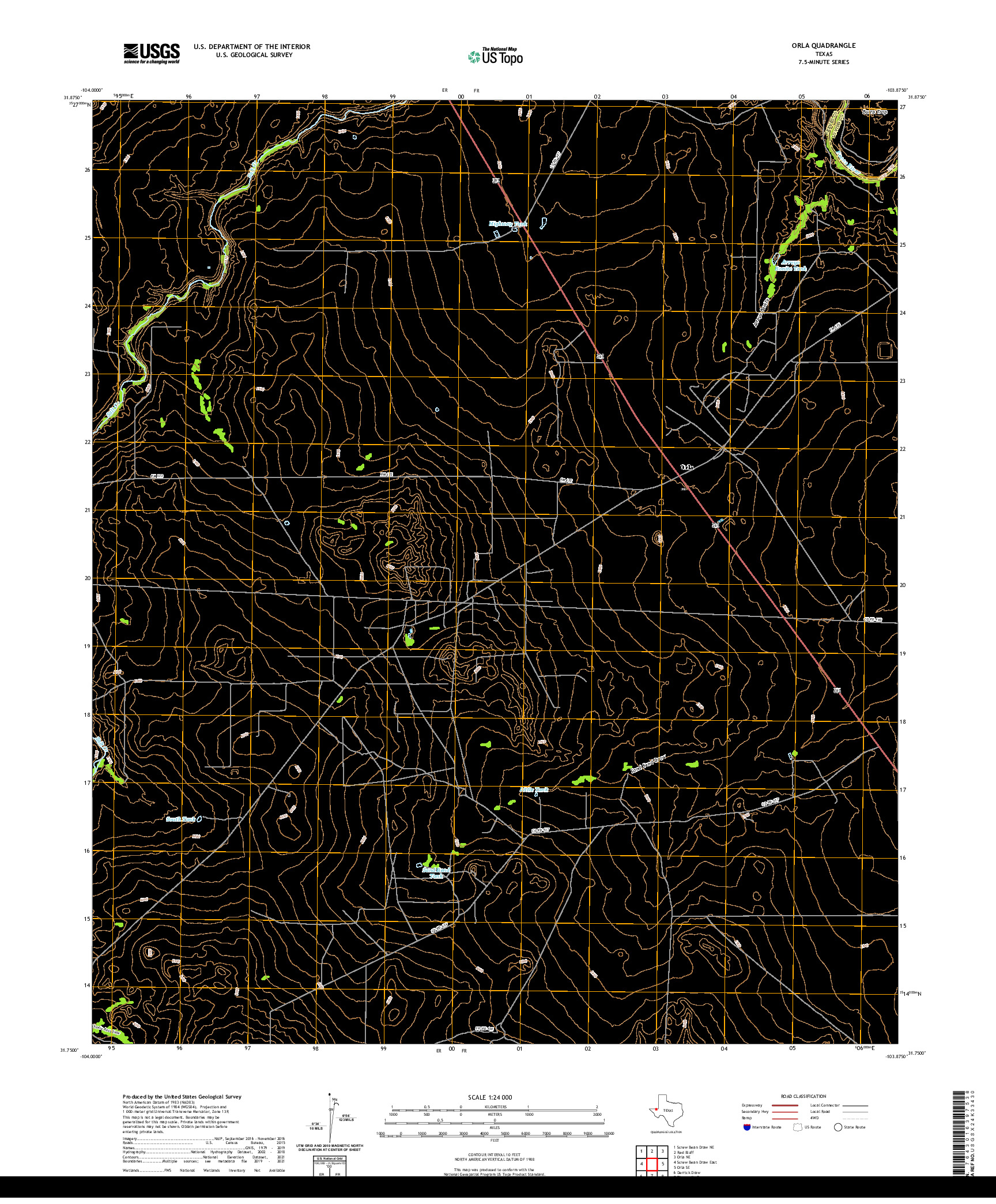 US TOPO 7.5-MINUTE MAP FOR ORLA, TX