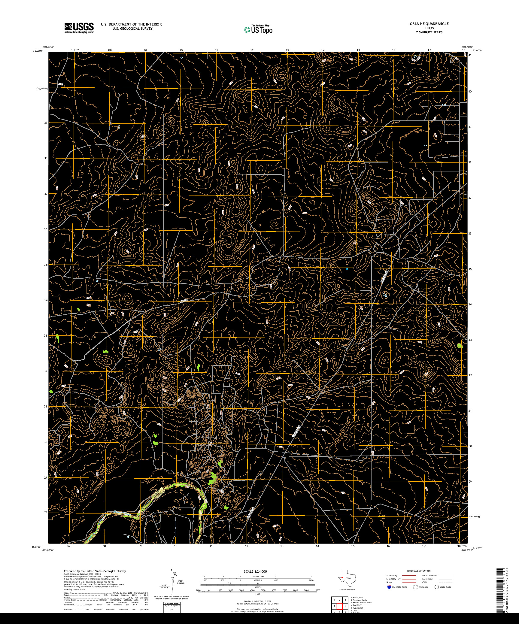 US TOPO 7.5-MINUTE MAP FOR ORLA NE, TX