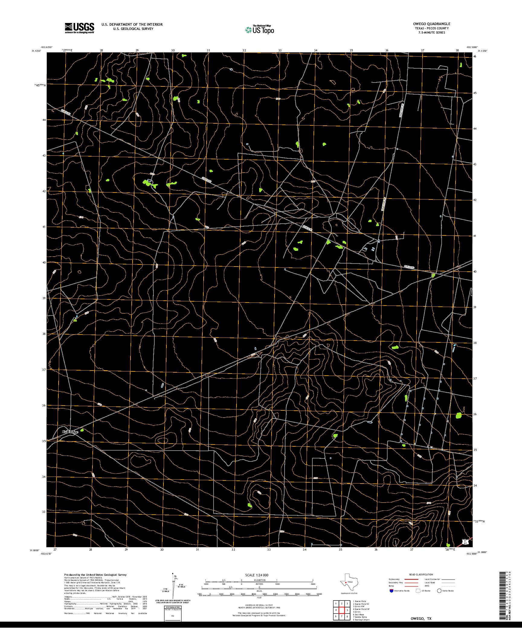 US TOPO 7.5-MINUTE MAP FOR OWEGO, TX