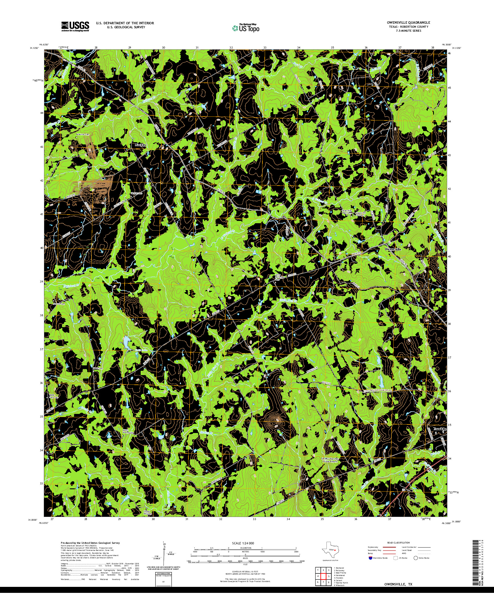 US TOPO 7.5-MINUTE MAP FOR OWENSVILLE, TX