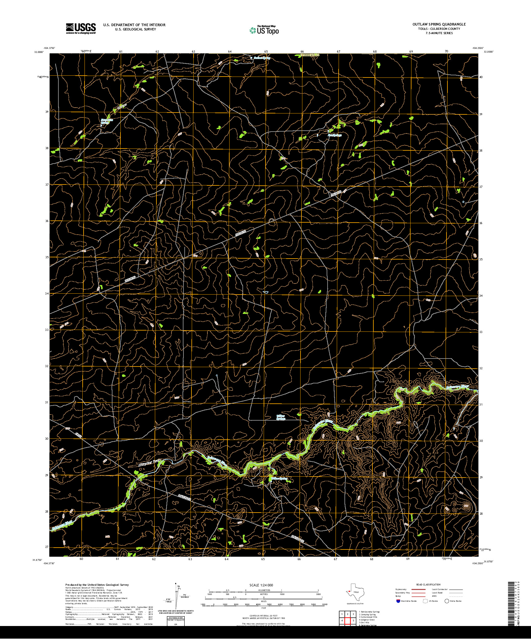 US TOPO 7.5-MINUTE MAP FOR OUTLAW SPRING, TX,NM