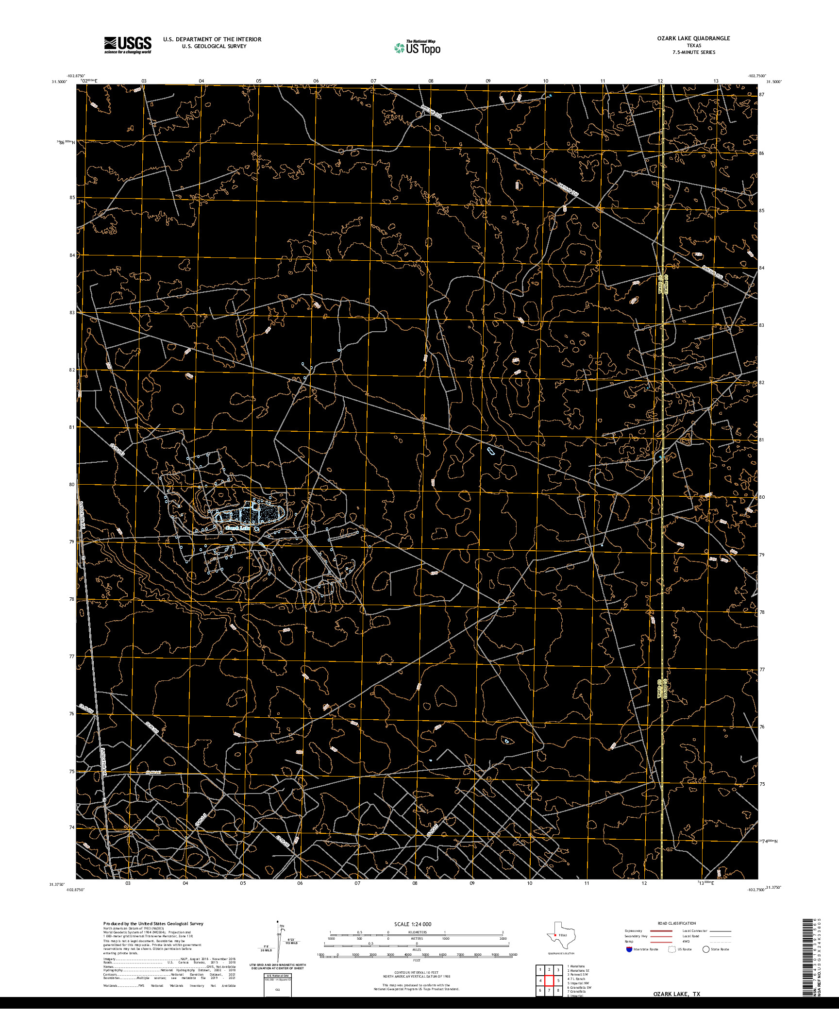 US TOPO 7.5-MINUTE MAP FOR OZARK LAKE, TX