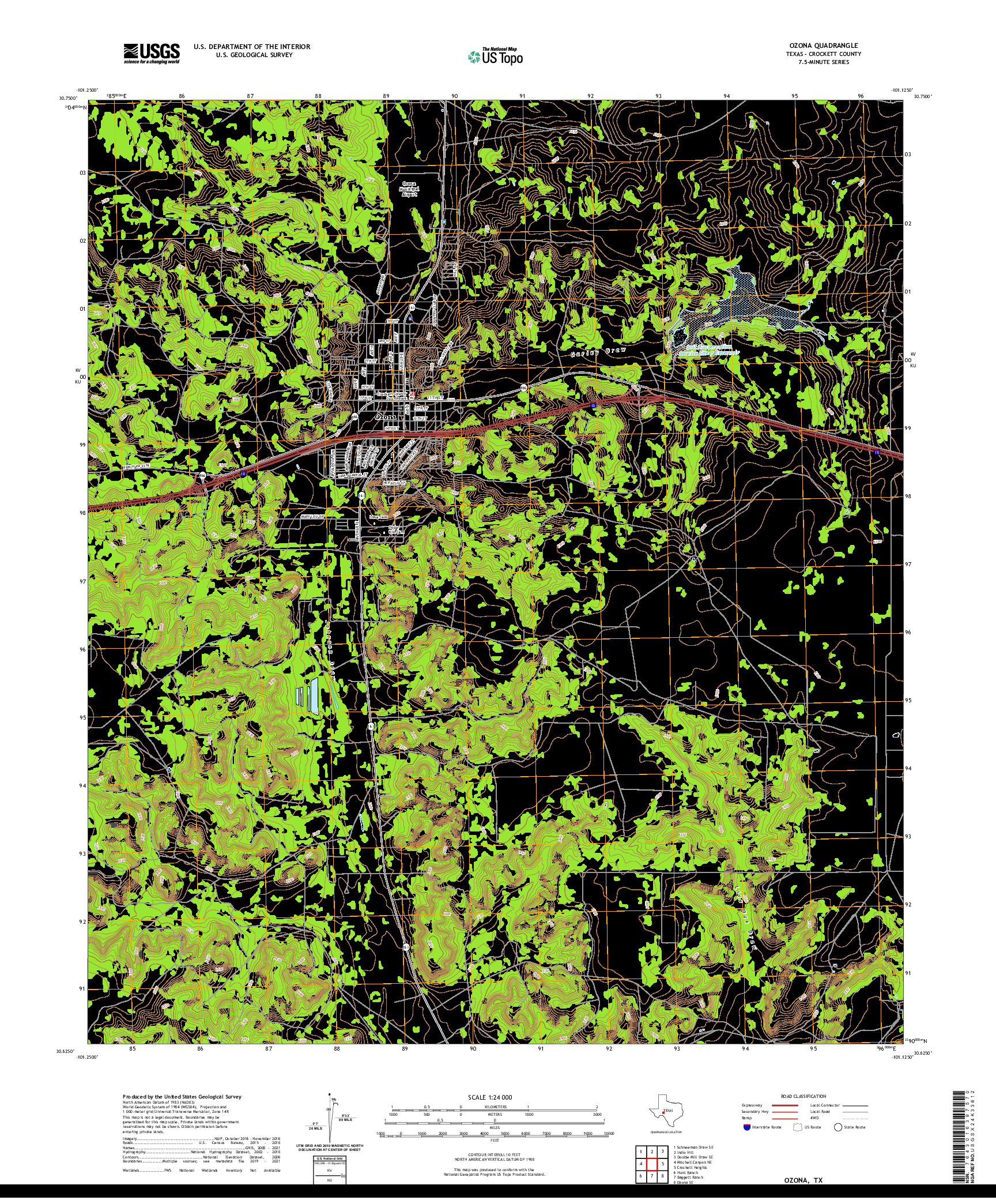 US TOPO 7.5-MINUTE MAP FOR OZONA, TX