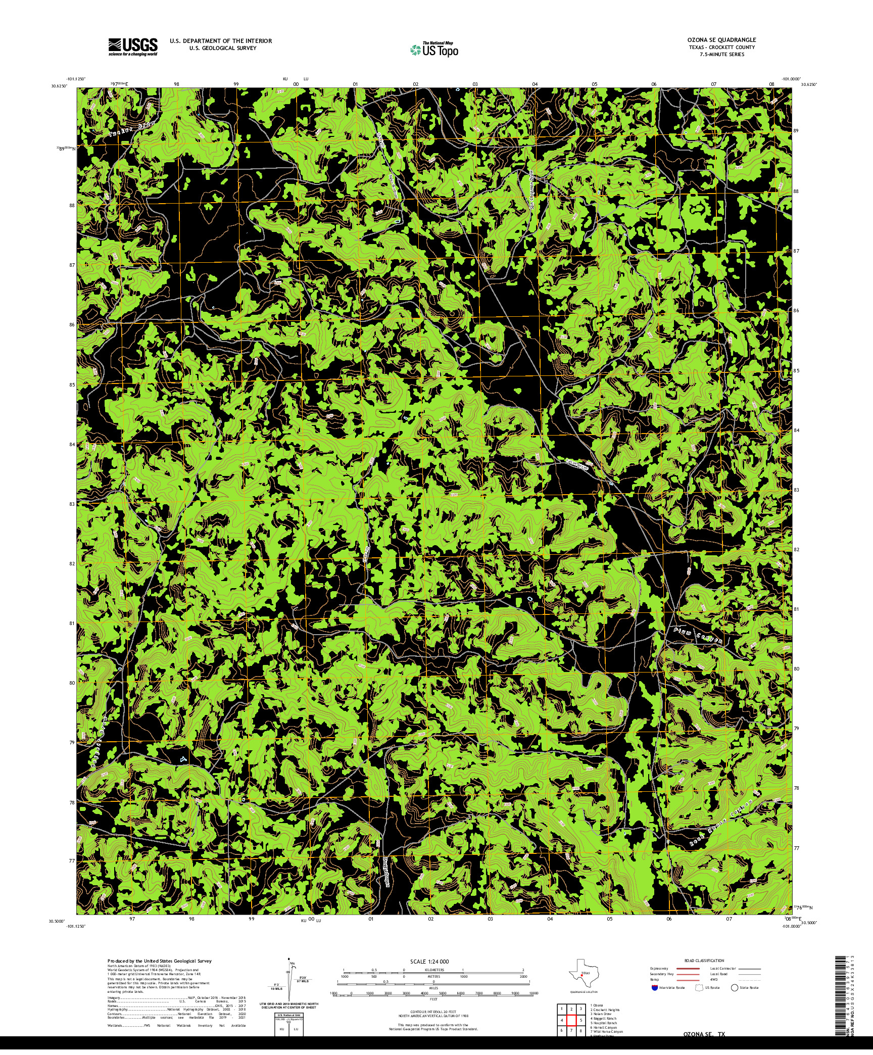 US TOPO 7.5-MINUTE MAP FOR OZONA SE, TX