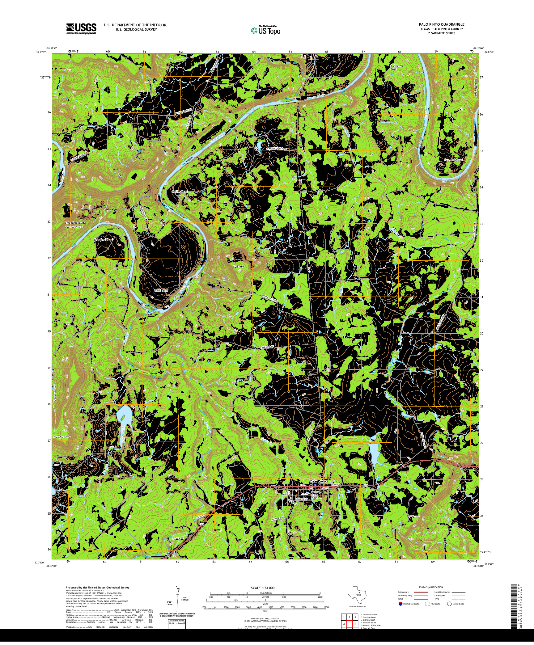 US TOPO 7.5-MINUTE MAP FOR PALO PINTO, TX