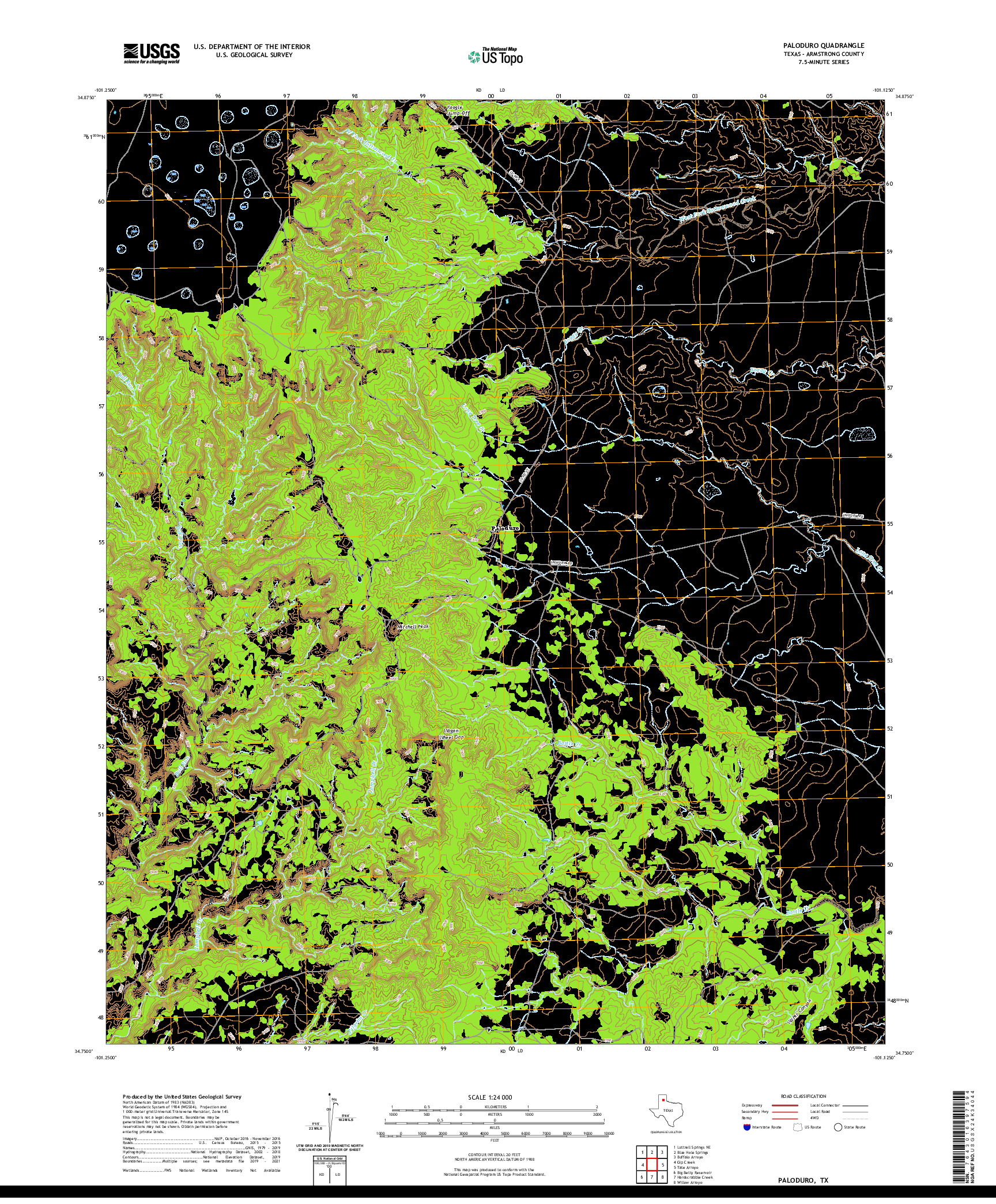 US TOPO 7.5-MINUTE MAP FOR PALODURO, TX