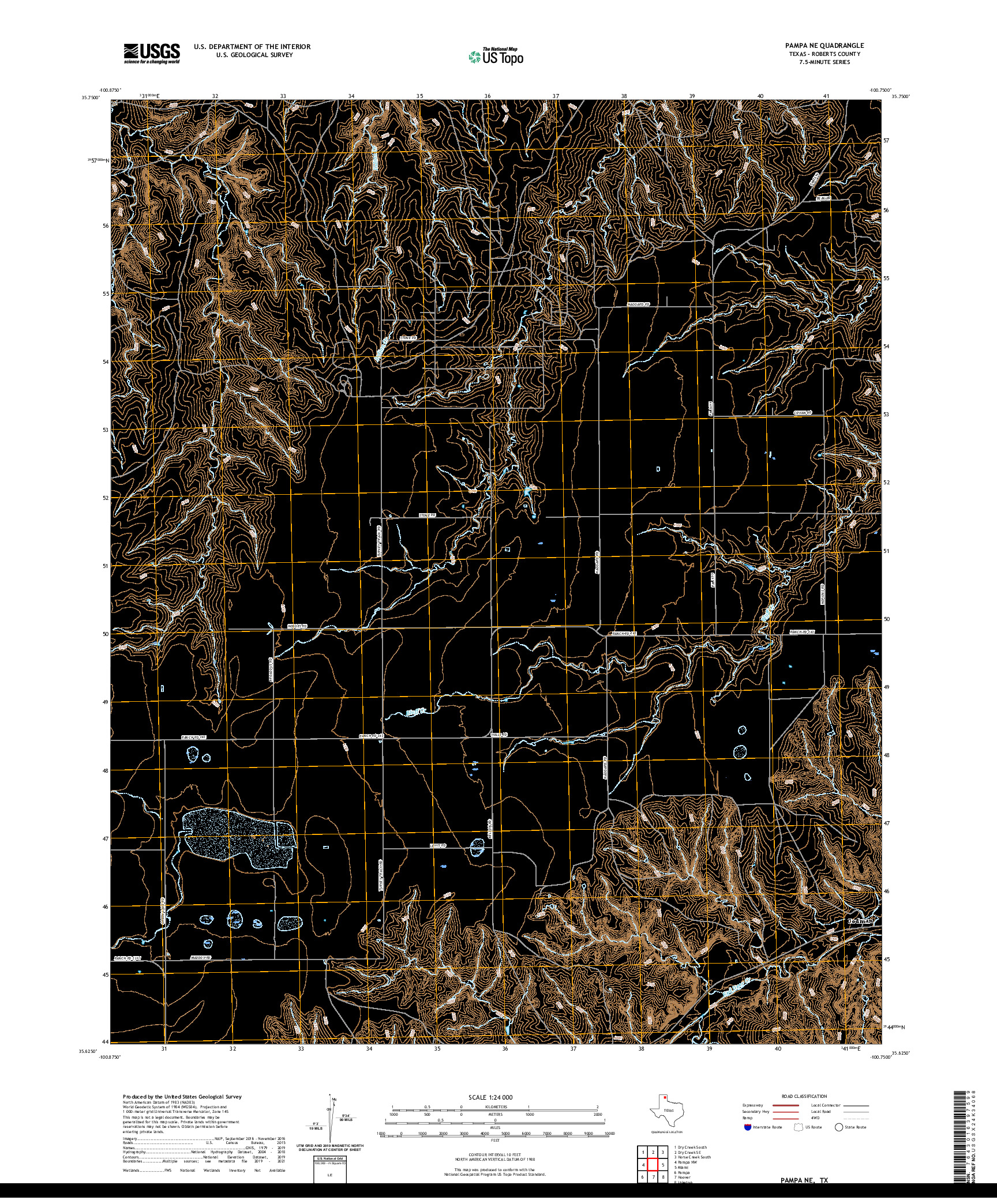 US TOPO 7.5-MINUTE MAP FOR PAMPA NE, TX
