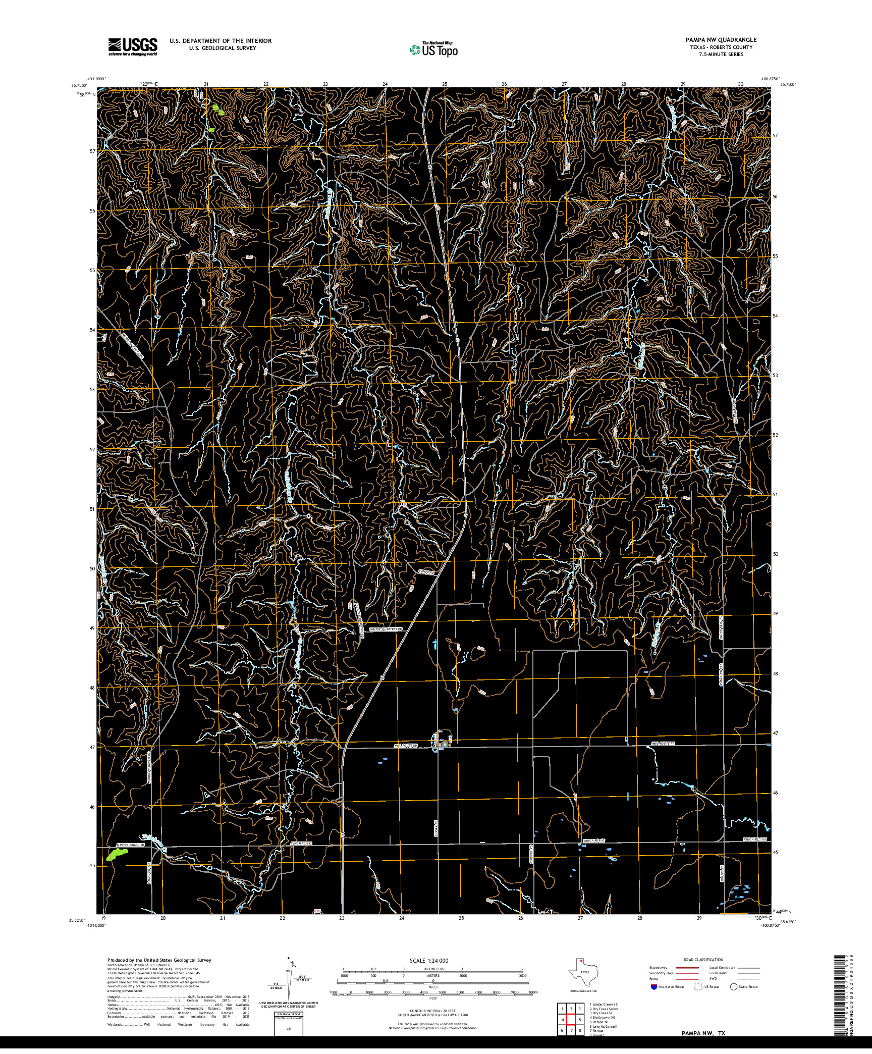 US TOPO 7.5-MINUTE MAP FOR PAMPA NW, TX