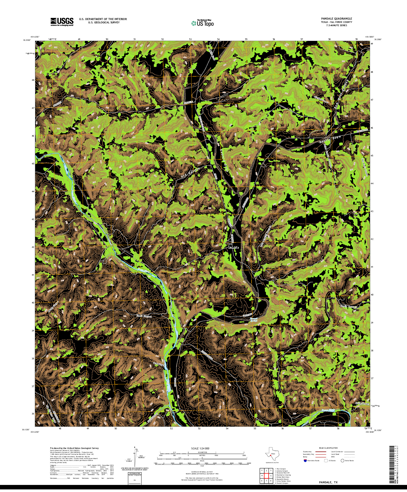 US TOPO 7.5-MINUTE MAP FOR PANDALE, TX