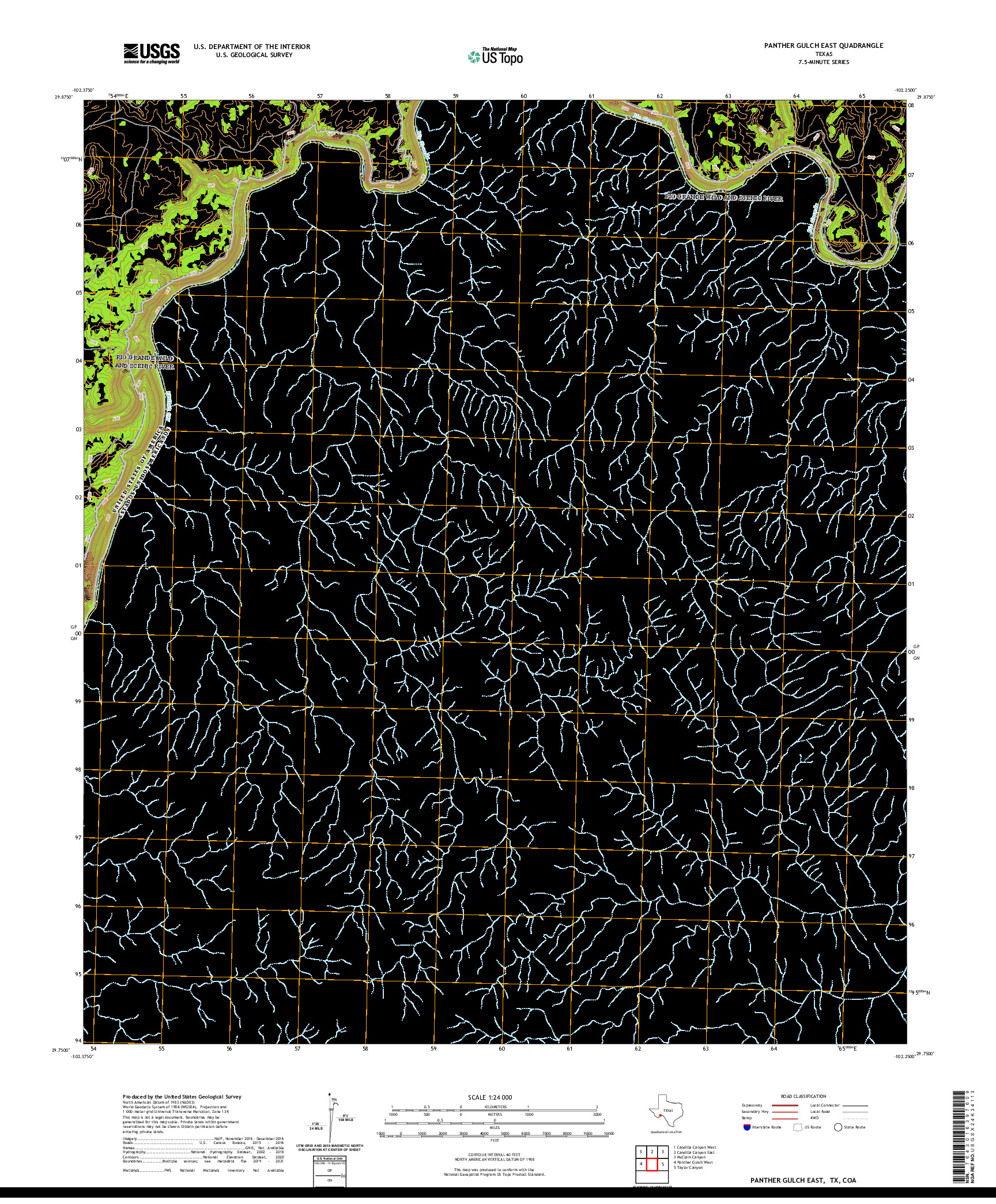 US TOPO 7.5-MINUTE MAP FOR PANTHER GULCH EAST, TX,COA