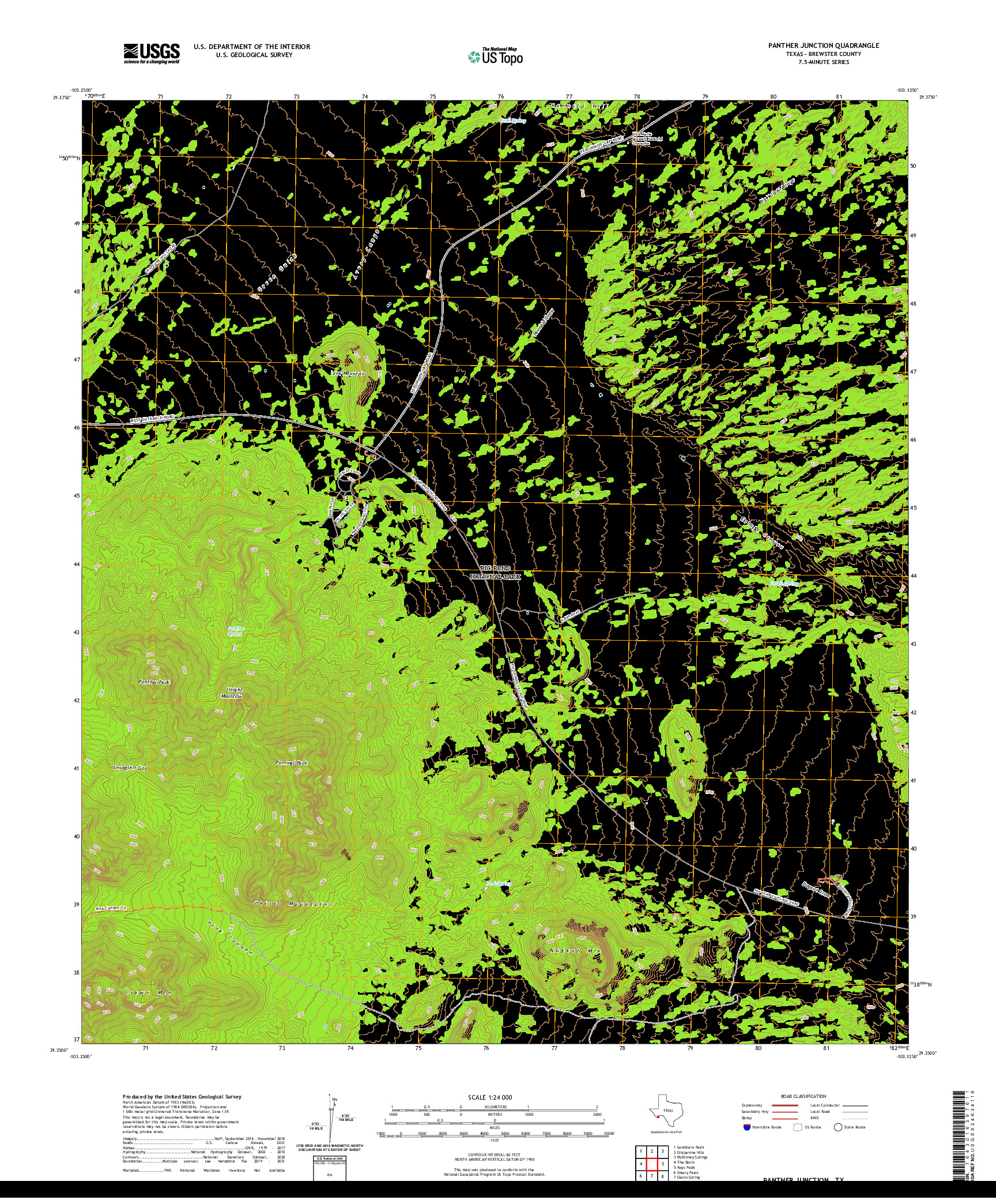 US TOPO 7.5-MINUTE MAP FOR PANTHER JUNCTION, TX