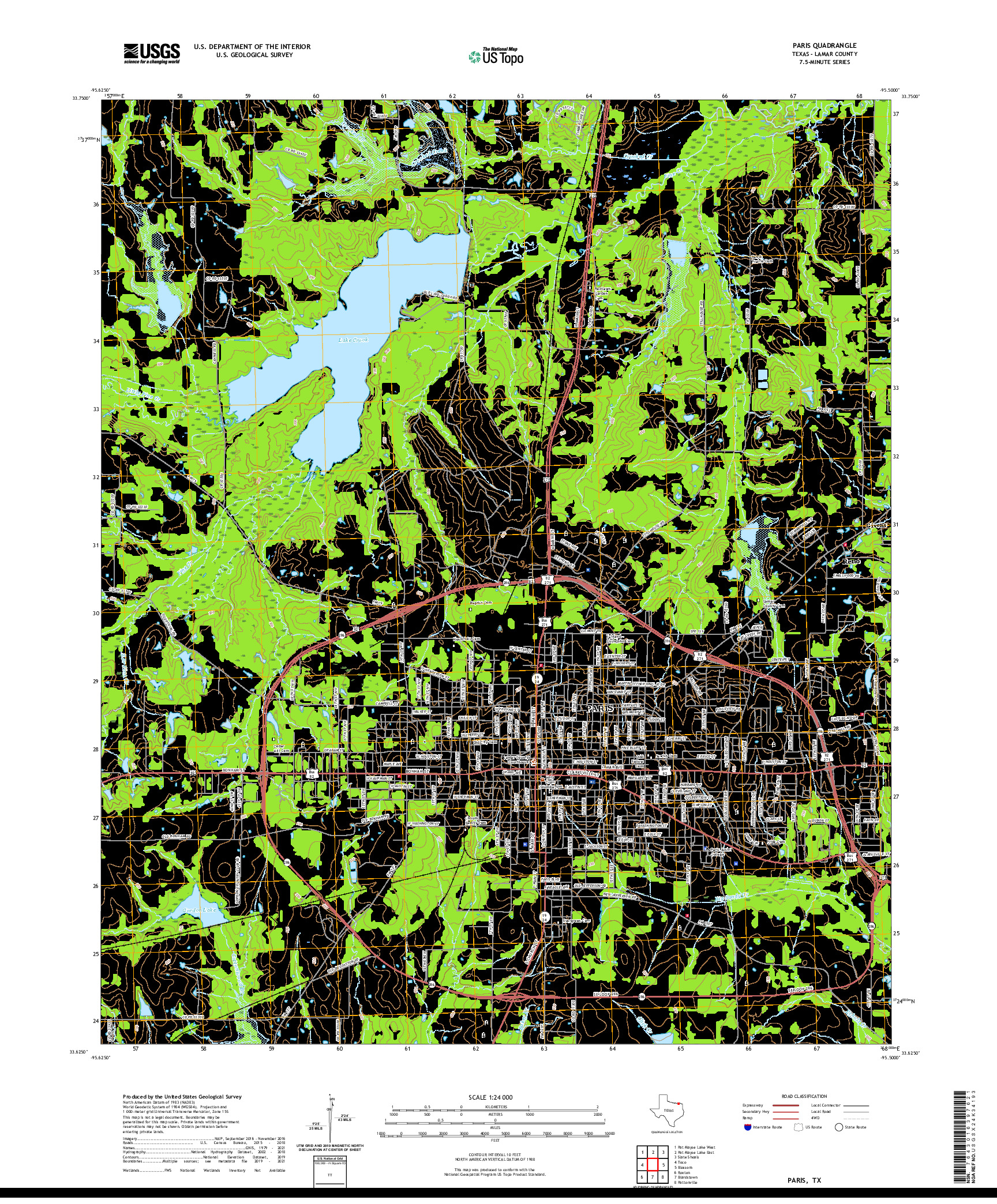 US TOPO 7.5-MINUTE MAP FOR PARIS, TX