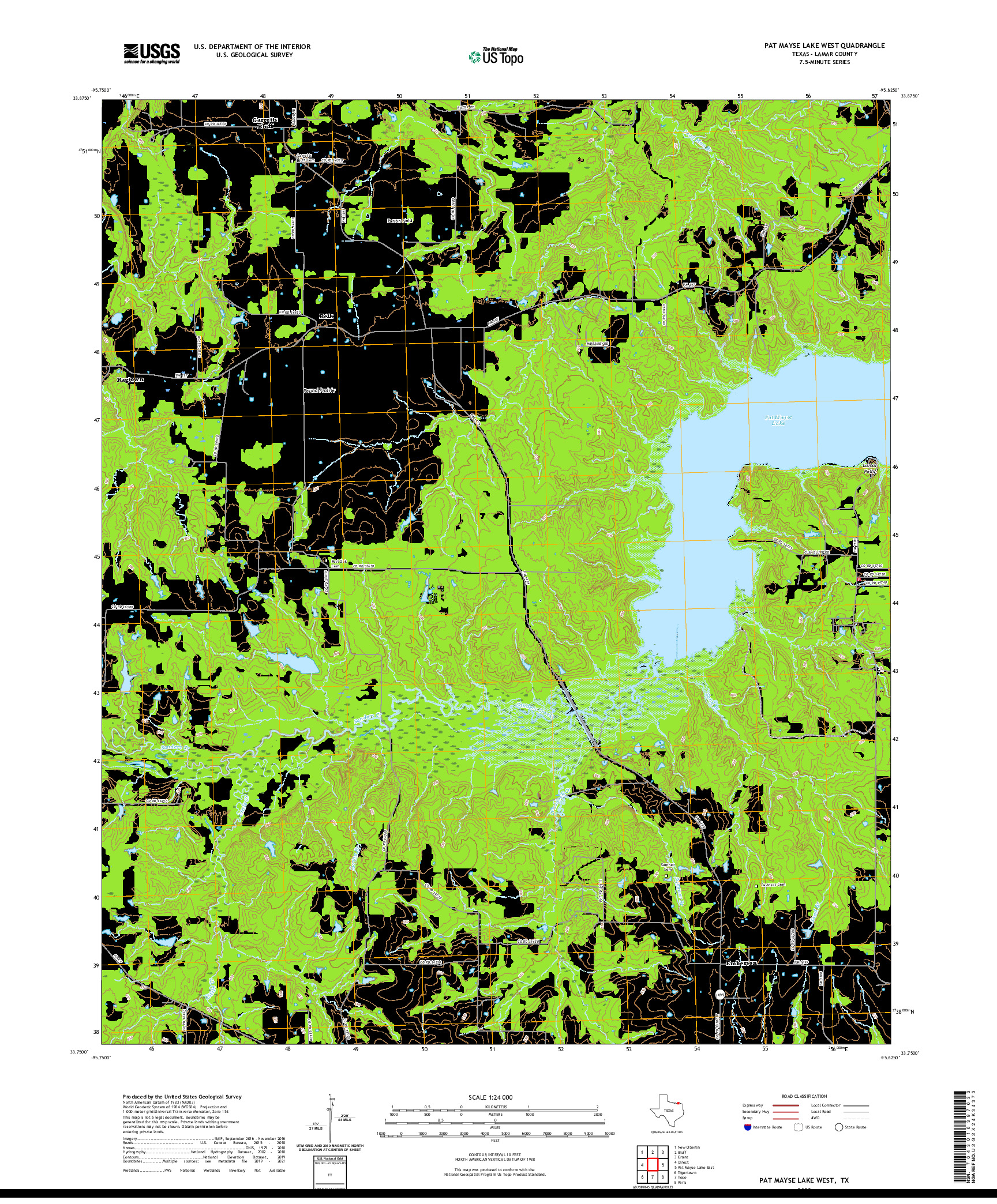 US TOPO 7.5-MINUTE MAP FOR PAT MAYSE LAKE WEST, TX