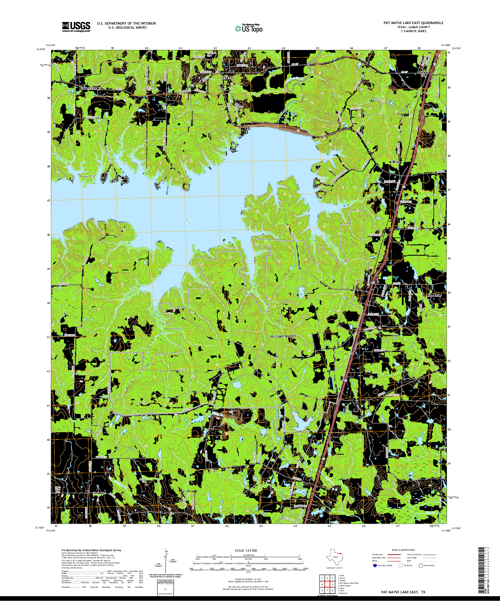 US TOPO 7.5-MINUTE MAP FOR PAT MAYSE LAKE EAST, TX