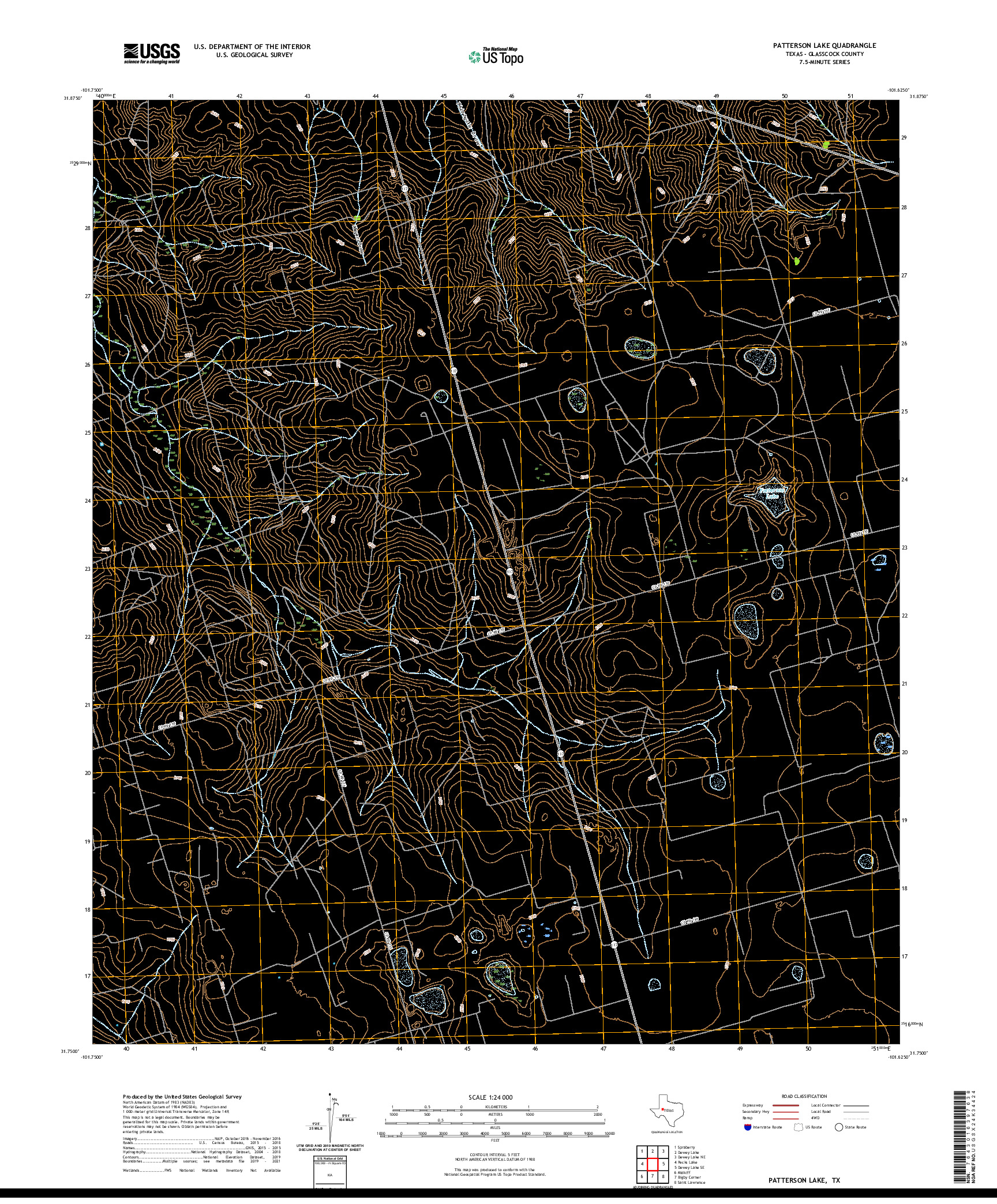 US TOPO 7.5-MINUTE MAP FOR PATTERSON LAKE, TX