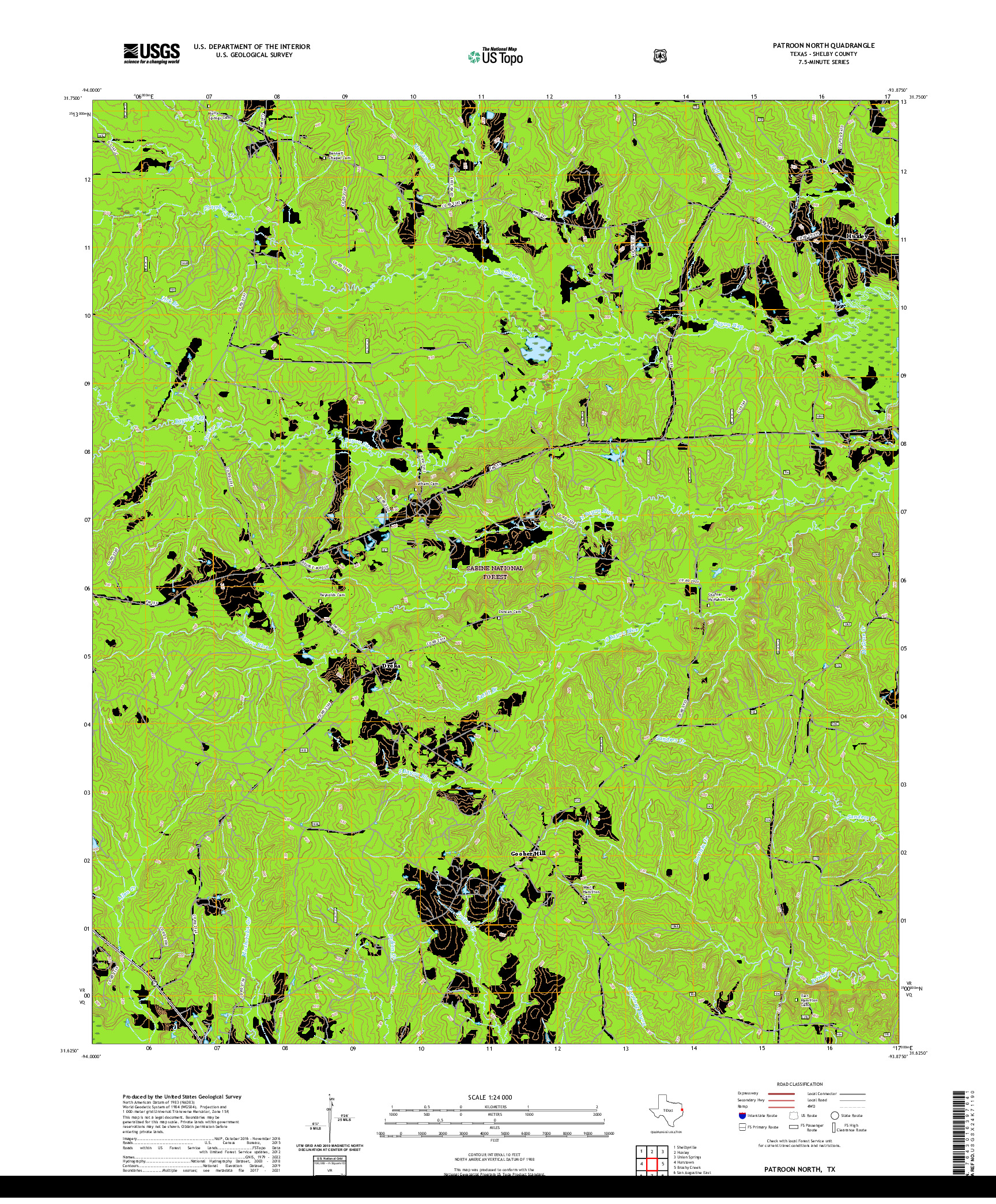 US TOPO 7.5-MINUTE MAP FOR PATROON NORTH, TX