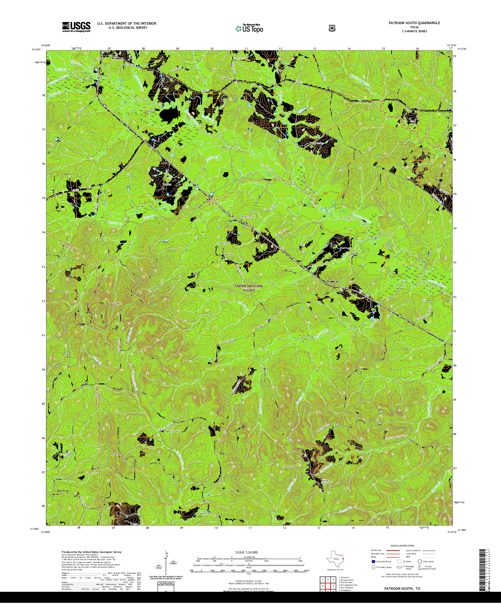 US TOPO 7.5-MINUTE MAP FOR PATROON SOUTH, TX