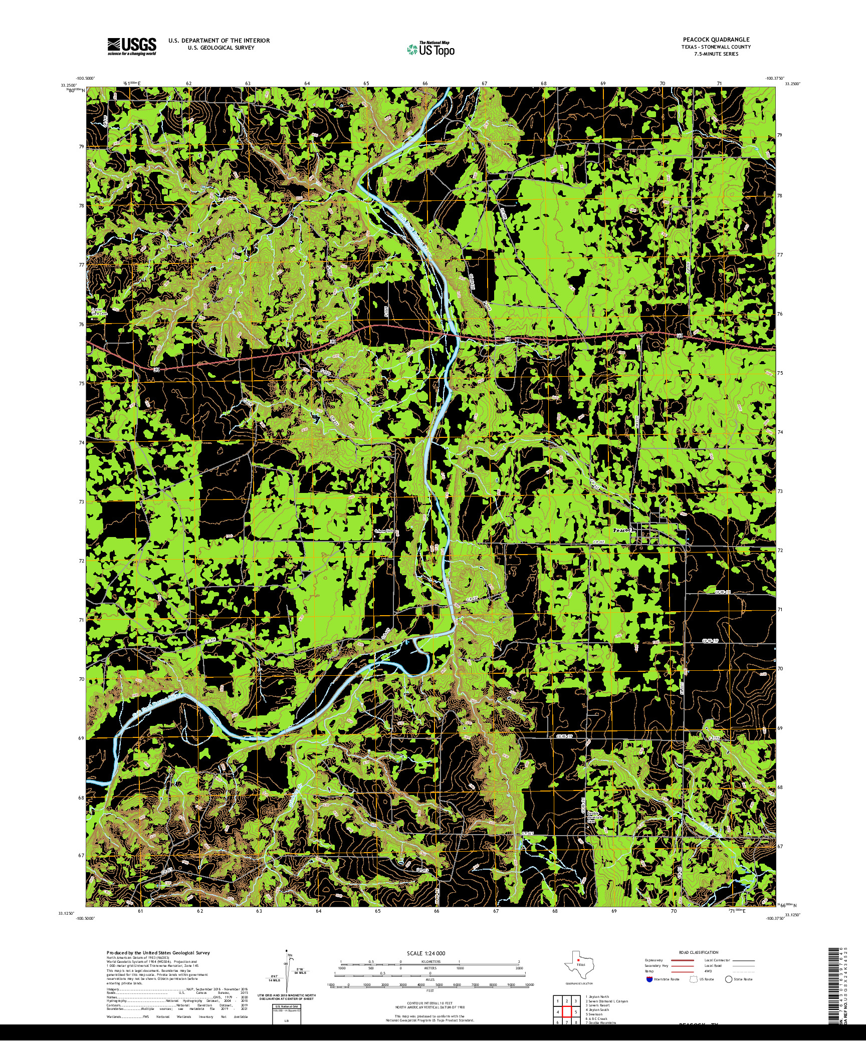 US TOPO 7.5-MINUTE MAP FOR PEACOCK, TX