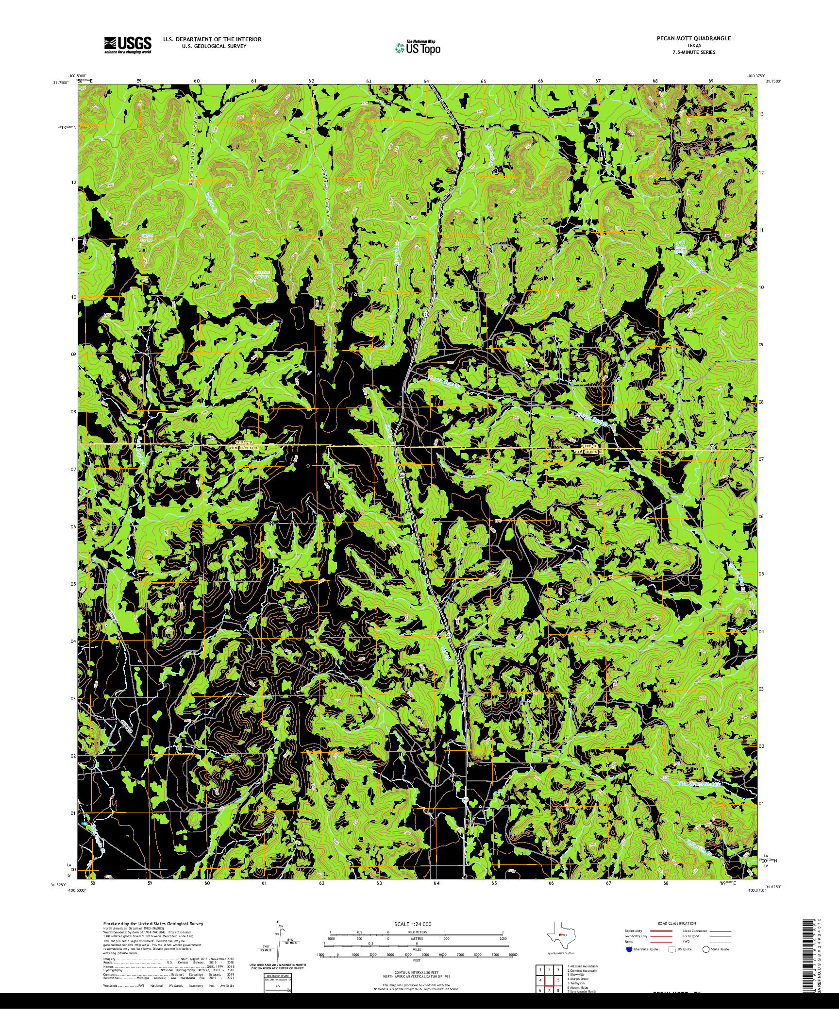 US TOPO 7.5-MINUTE MAP FOR PECAN MOTT, TX