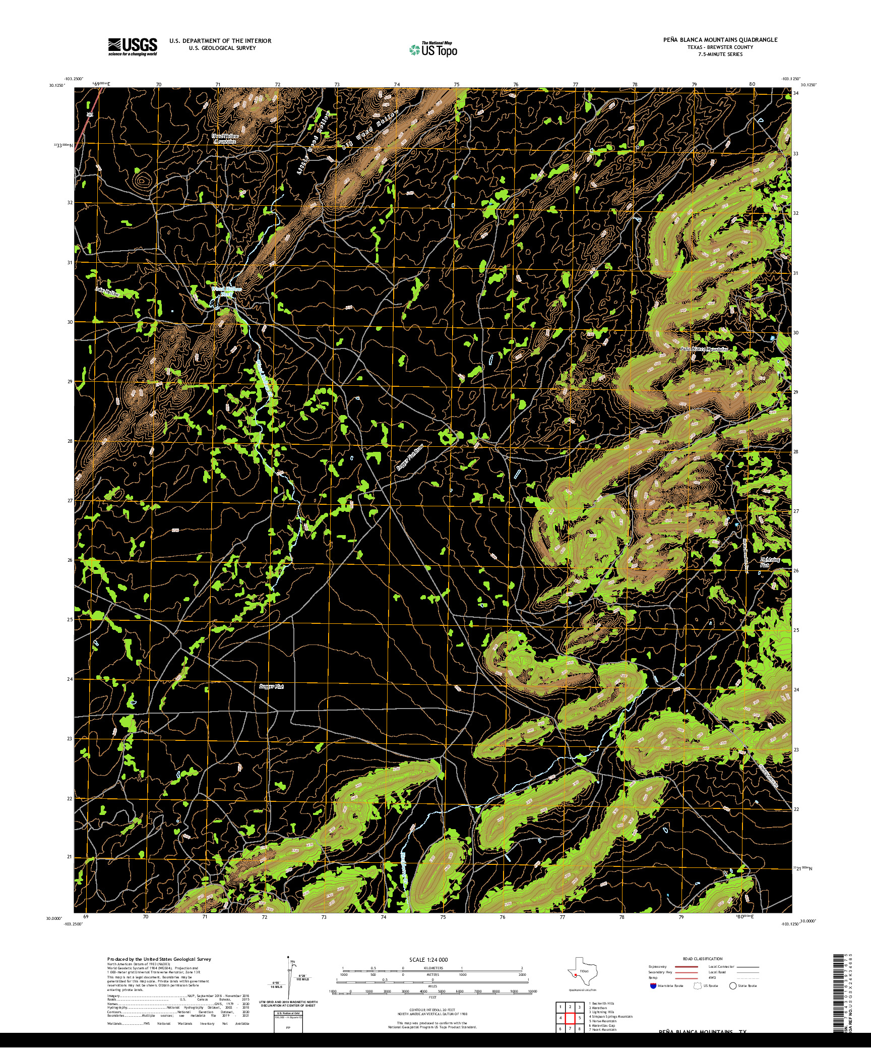 US TOPO 7.5-MINUTE MAP FOR PENA BLANCA MOUNTAINS, TX