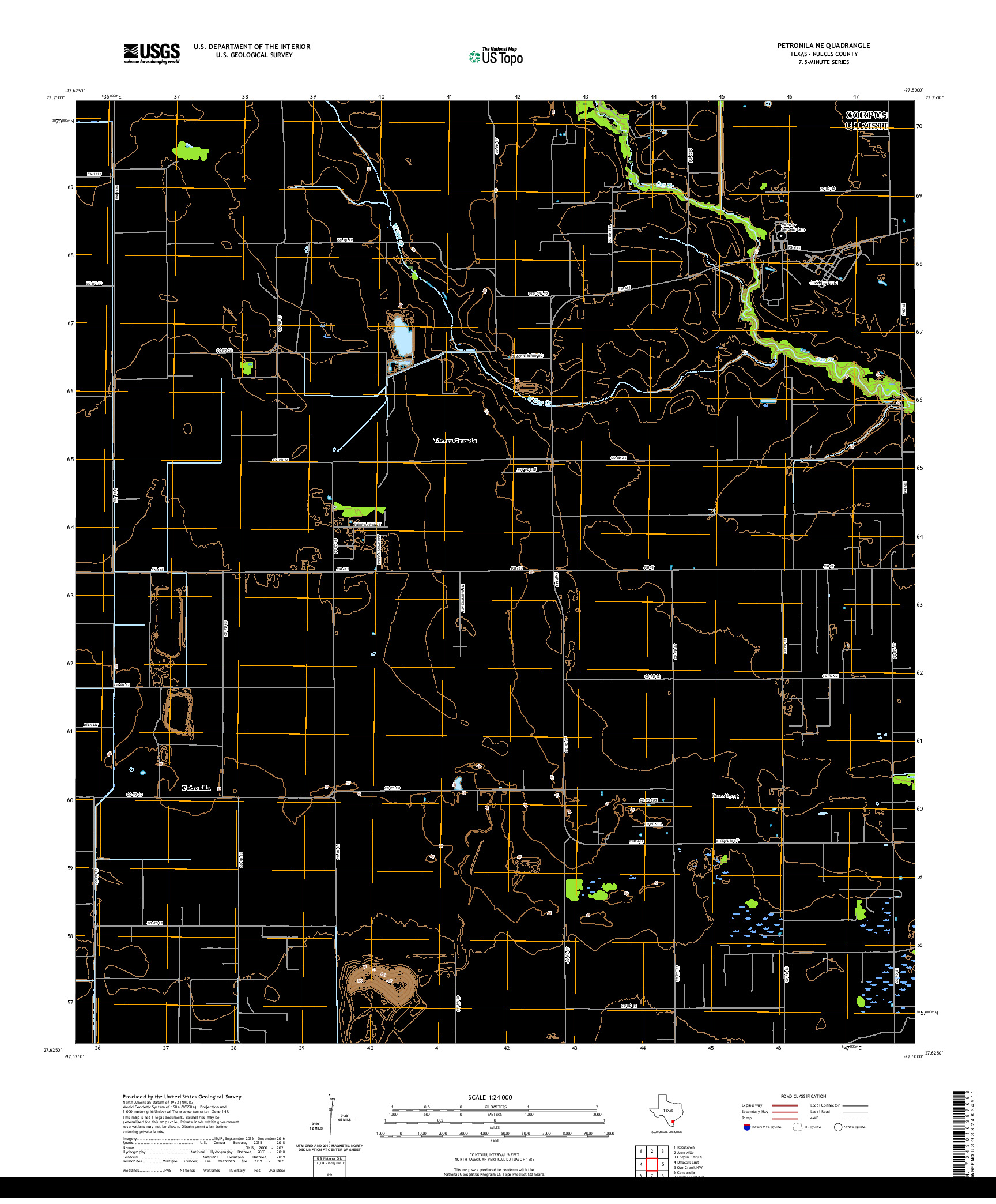 US TOPO 7.5-MINUTE MAP FOR PETRONILA NE, TX