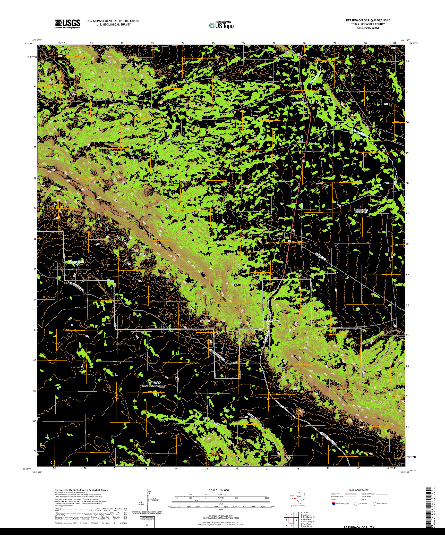 US TOPO 7.5-MINUTE MAP FOR PERSIMMON GAP, TX