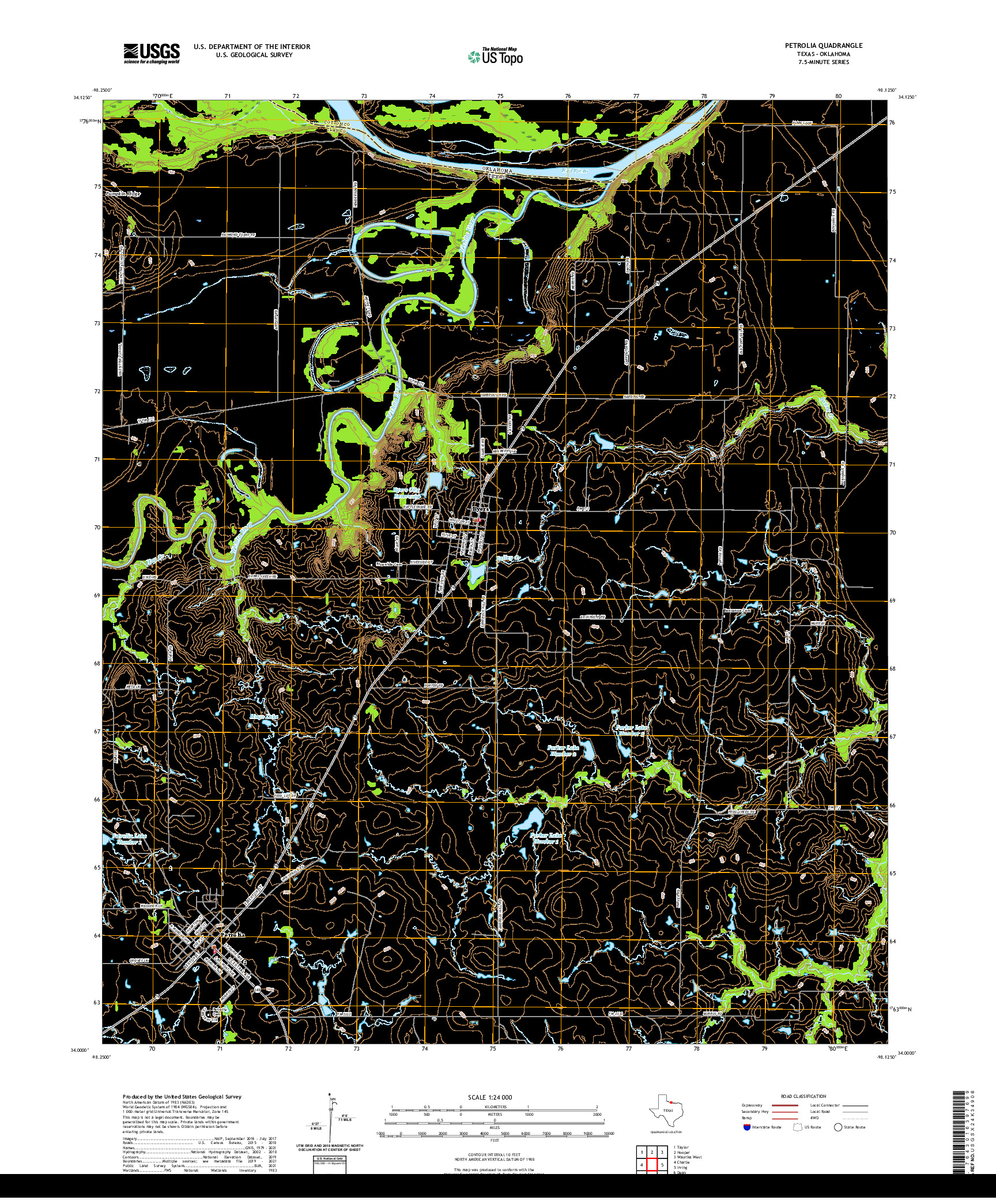 US TOPO 7.5-MINUTE MAP FOR PETROLIA, TX,OK