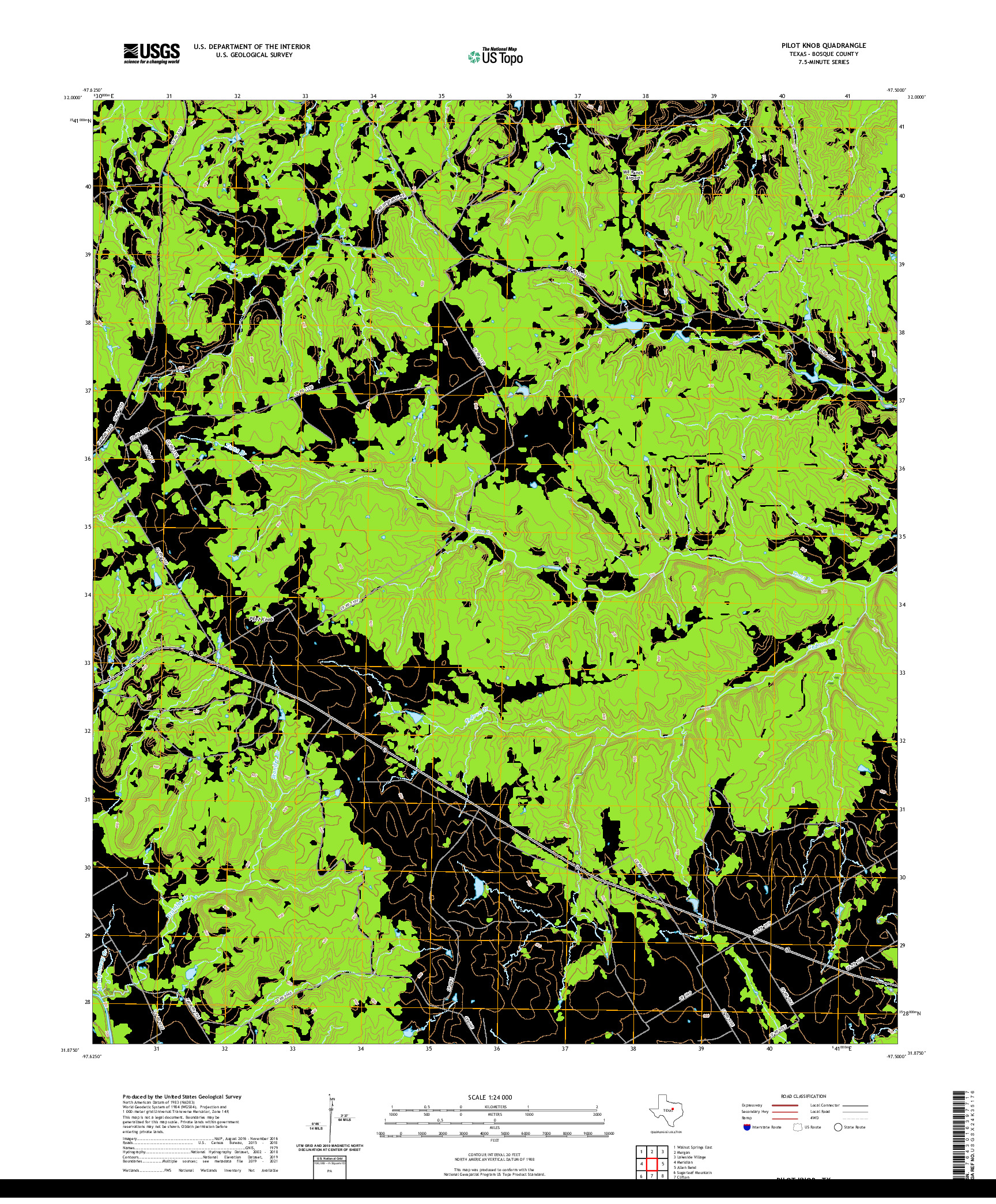 US TOPO 7.5-MINUTE MAP FOR PILOT KNOB, TX