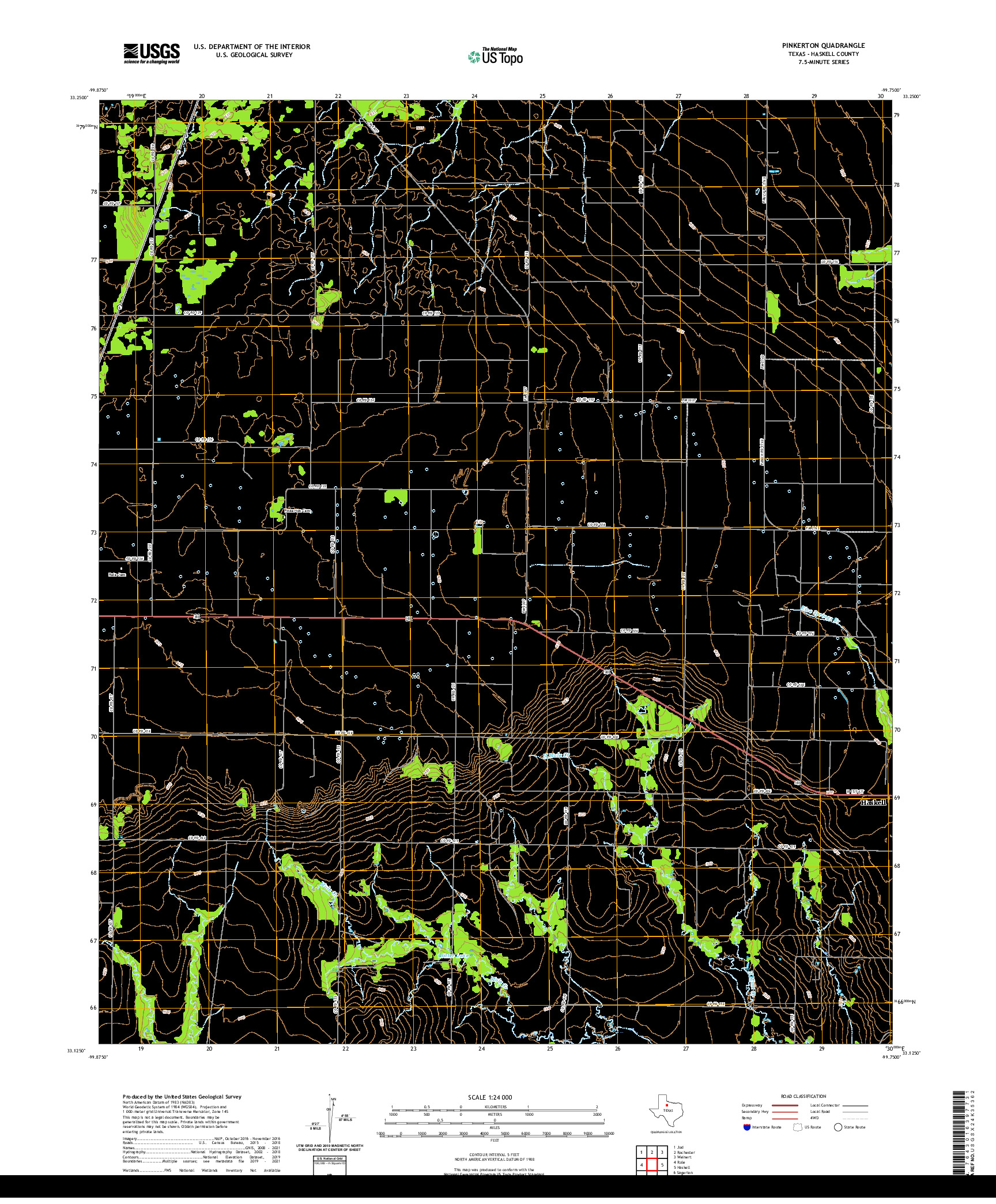 US TOPO 7.5-MINUTE MAP FOR PINKERTON, TX