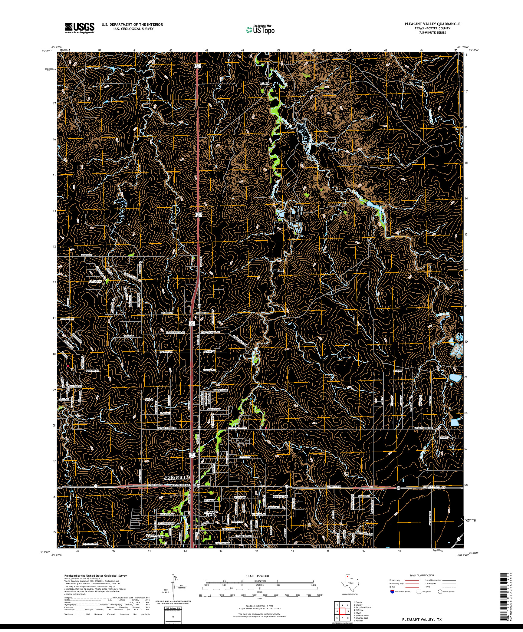 US TOPO 7.5-MINUTE MAP FOR PLEASANT VALLEY, TX