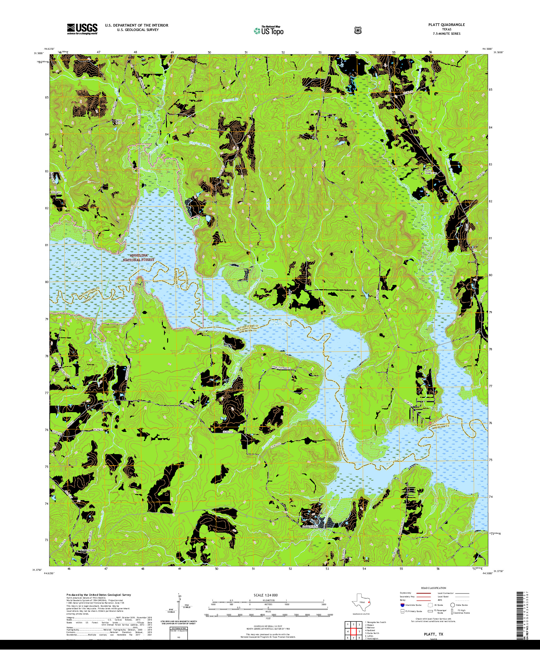 US TOPO 7.5-MINUTE MAP FOR PLATT, TX