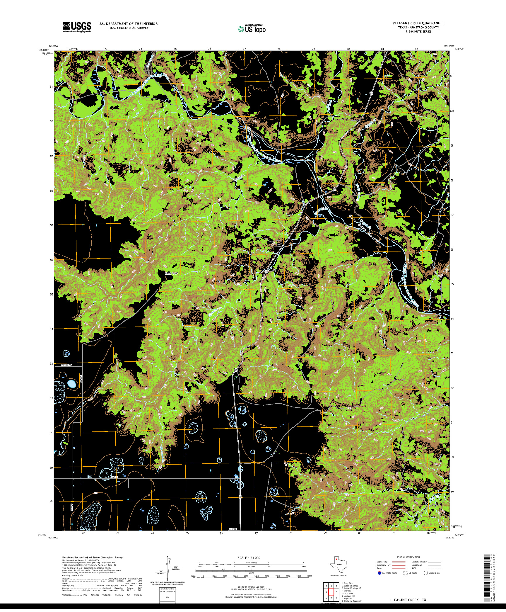 US TOPO 7.5-MINUTE MAP FOR PLEASANT CREEK, TX